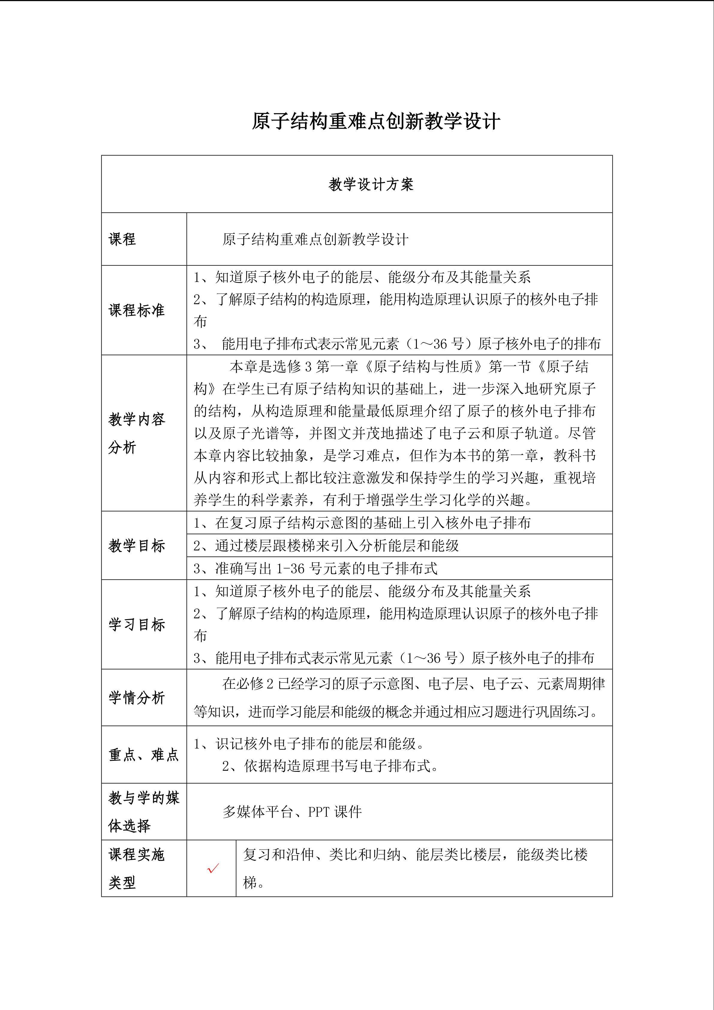 原子结构重难点创新教学设计