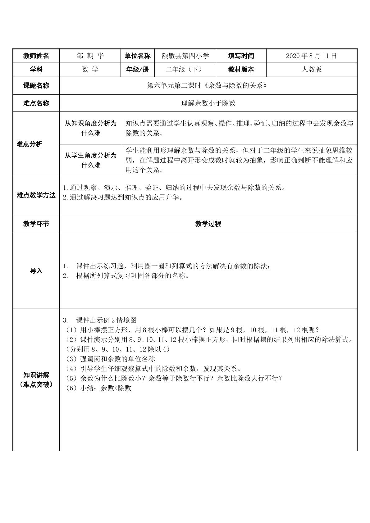 余数与除数的关系