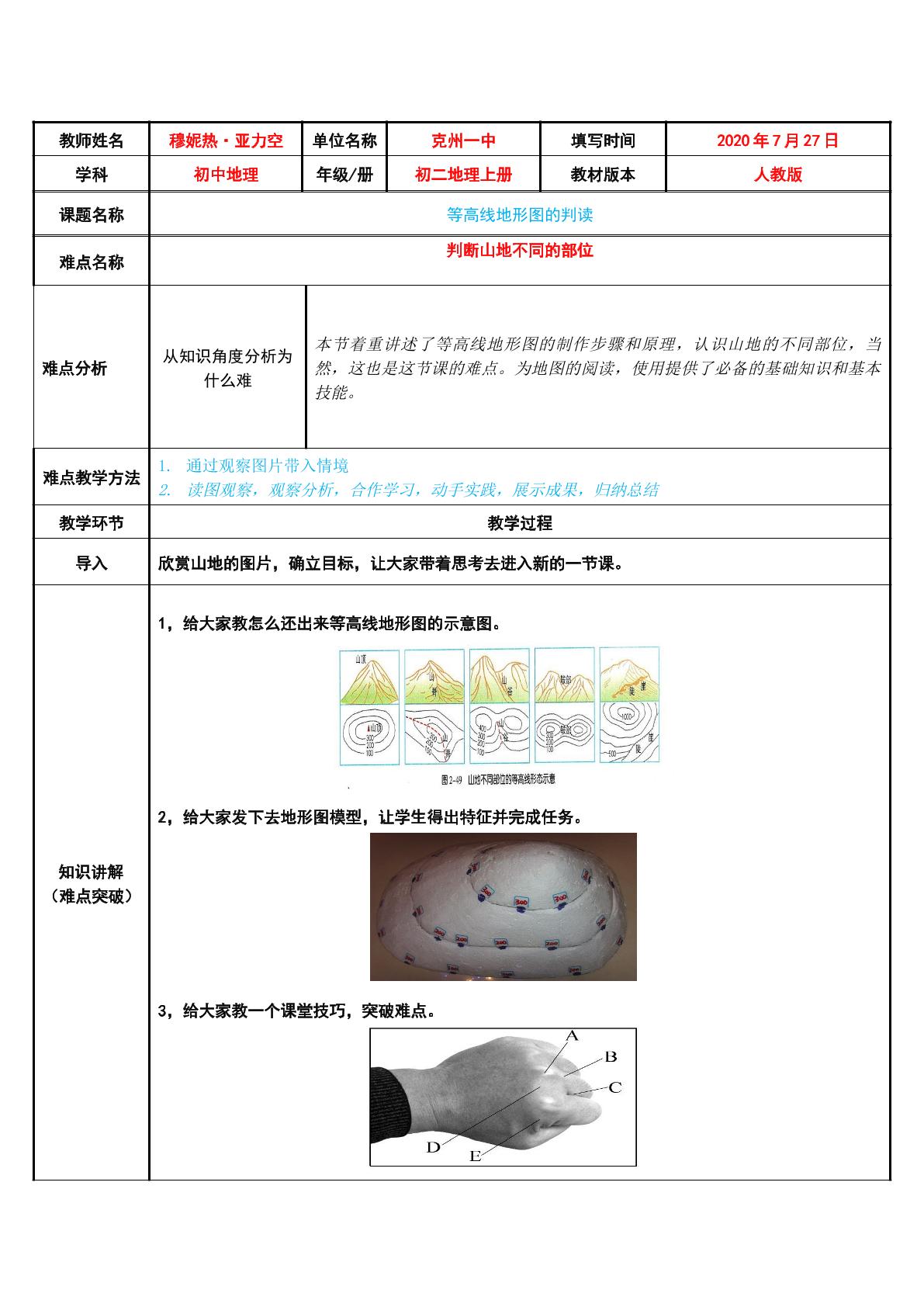 等高线地形图的判读