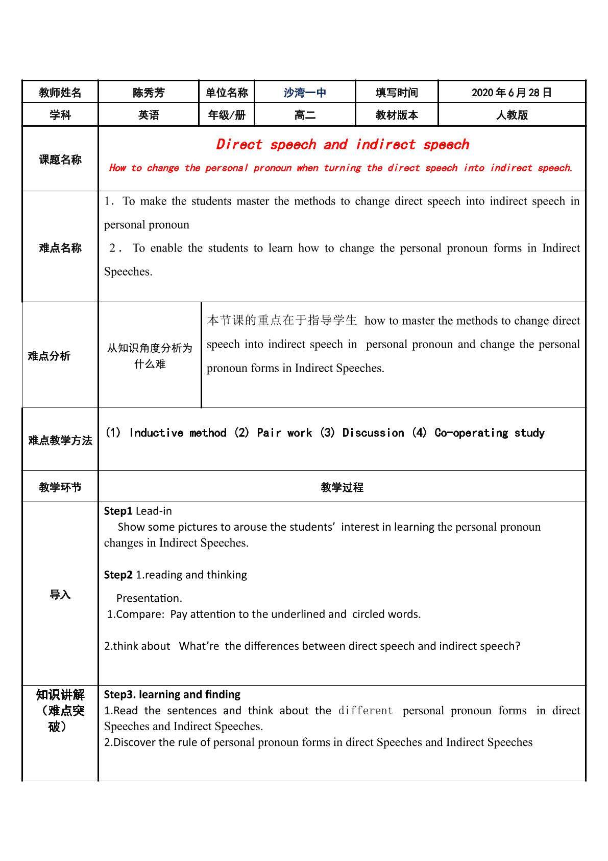Direct speech and indirect speech(3)