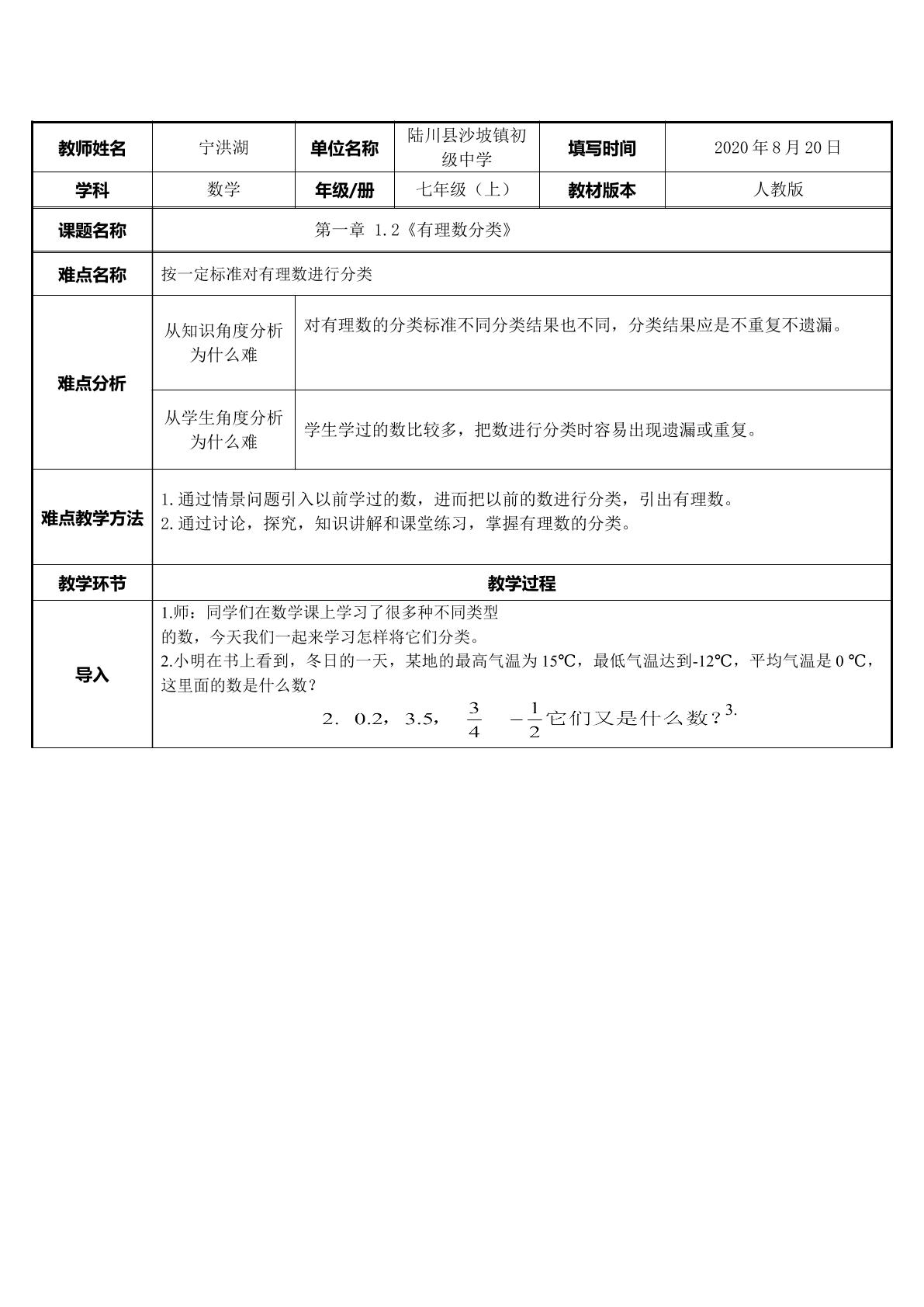 有理数的分类