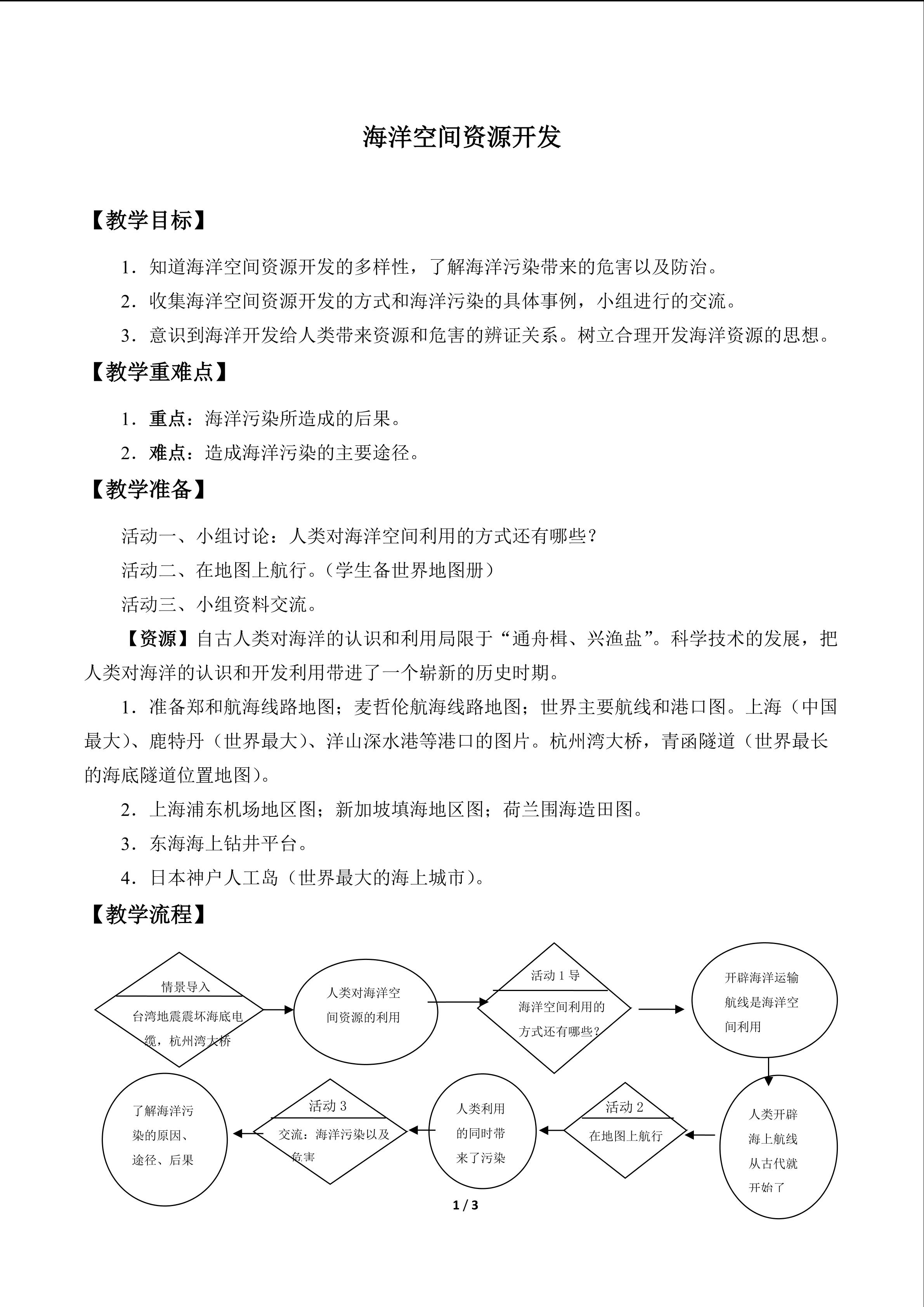 海洋空间资源开发_教案1