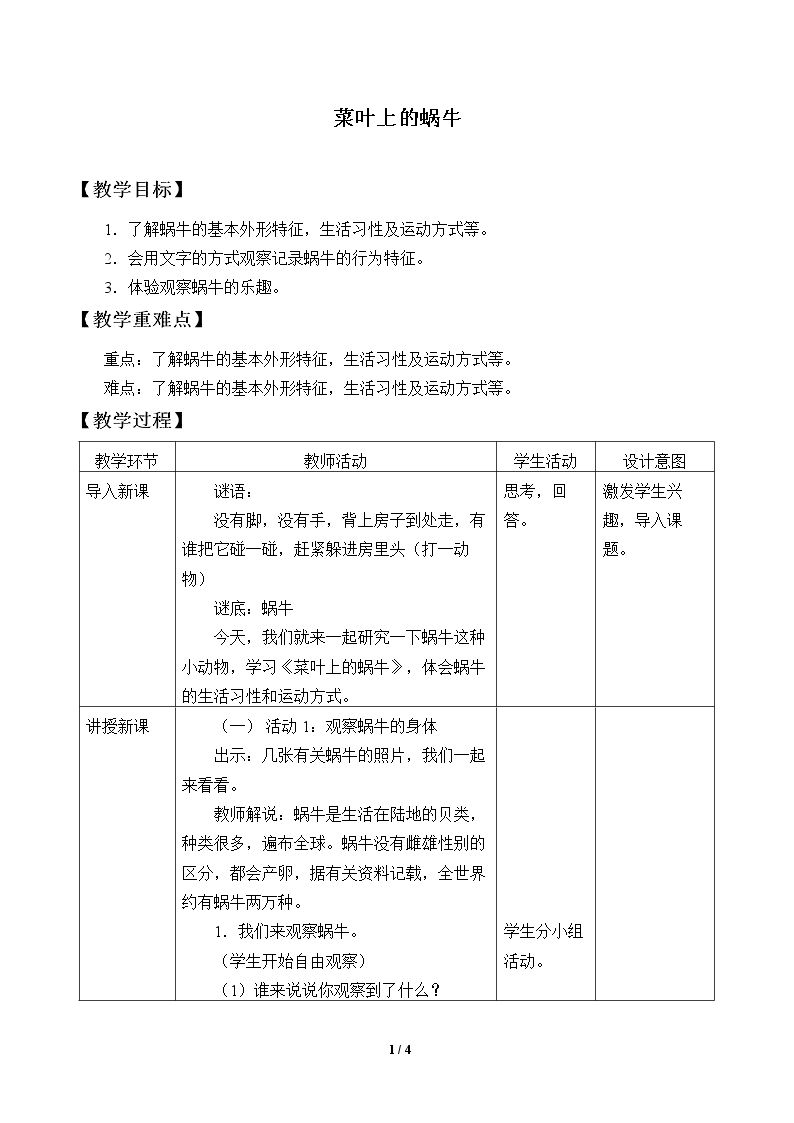 菜叶上的蜗牛