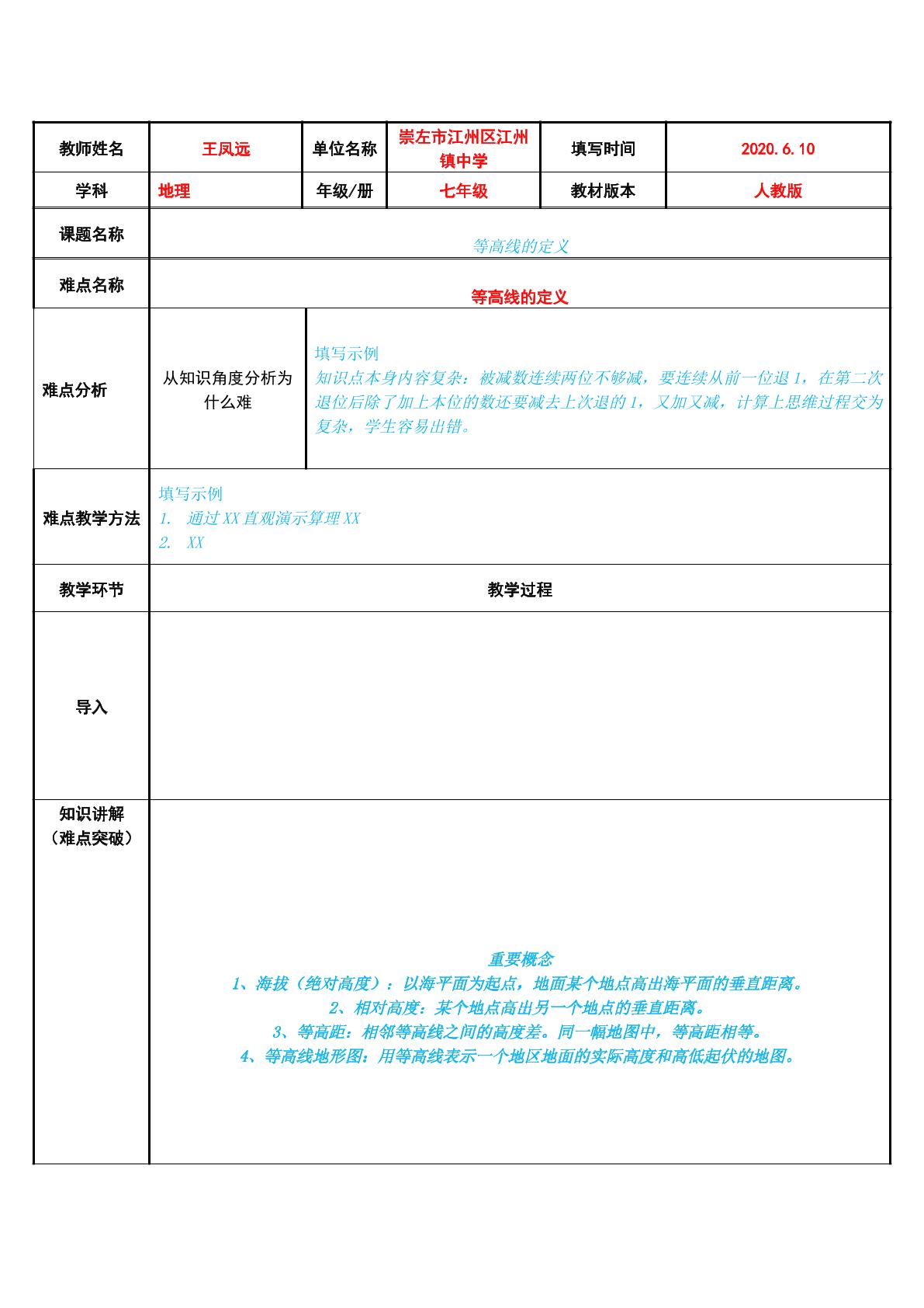 等高线的定义