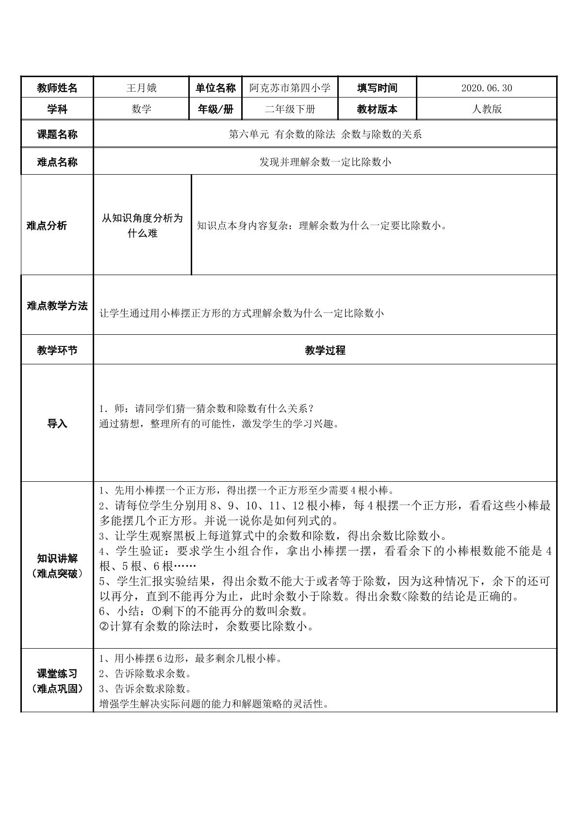 余数与除数的关系