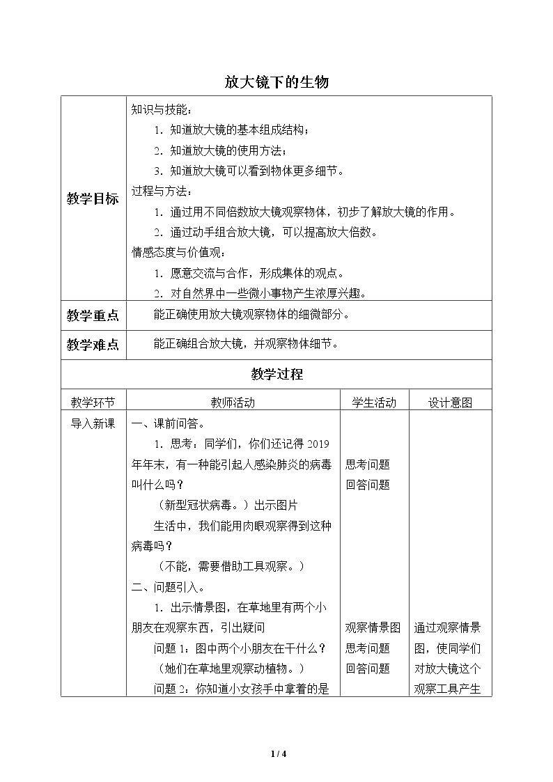 放大镜下的生物