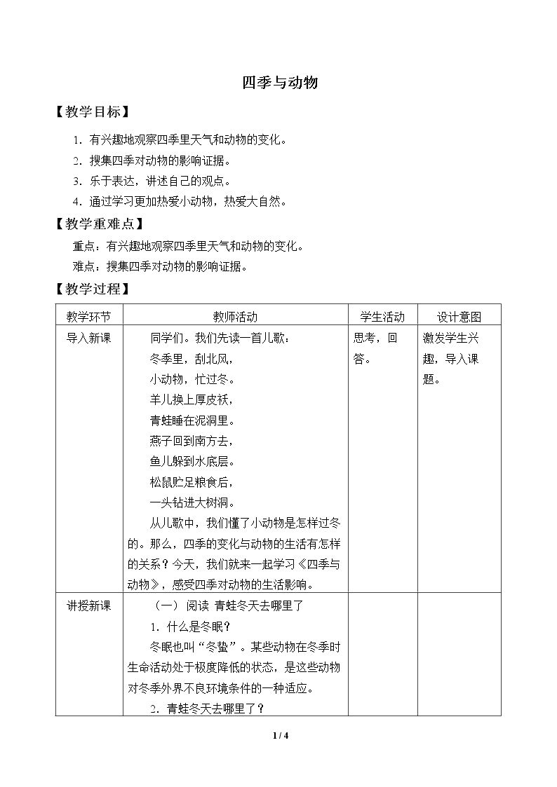 四季与动物