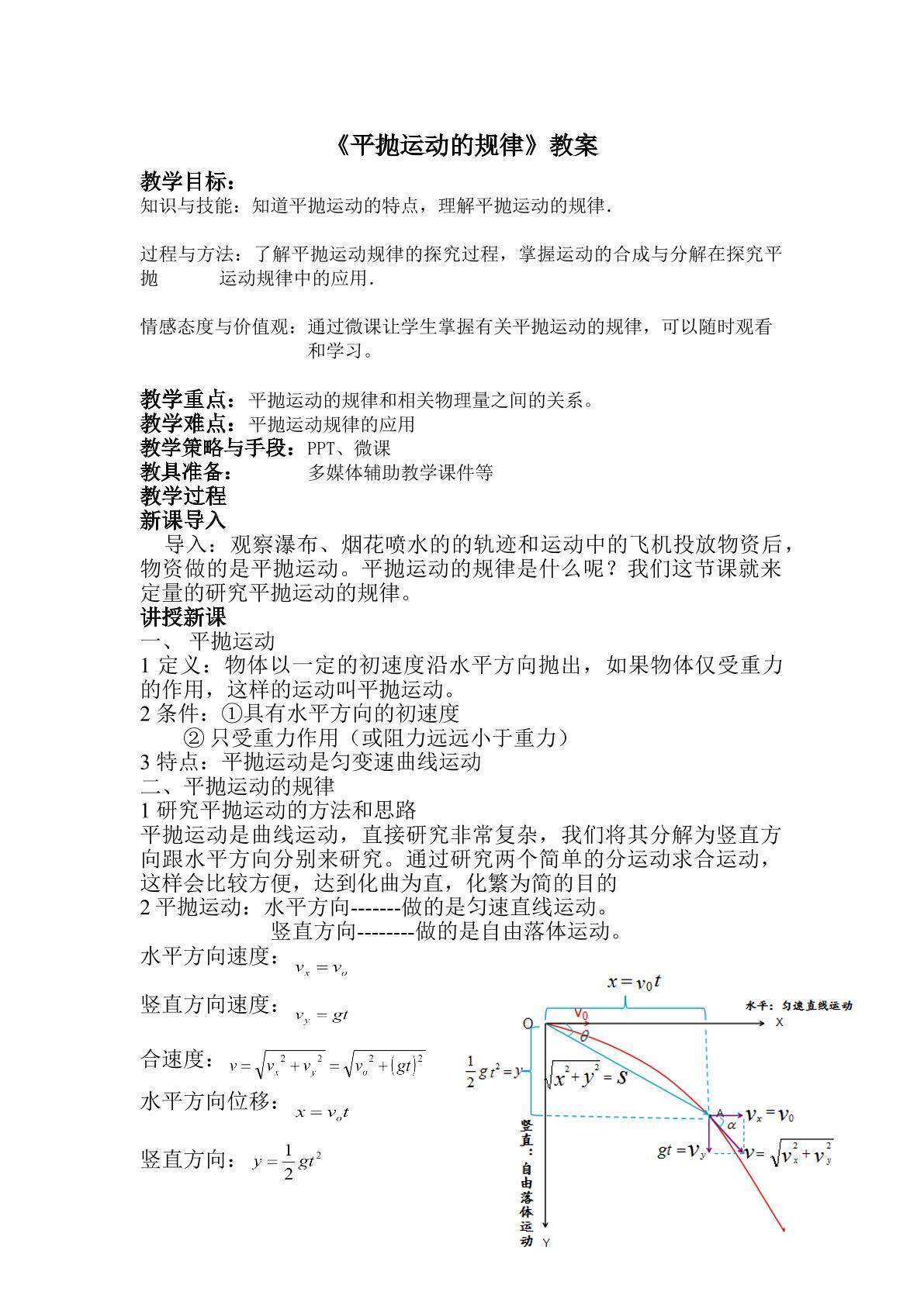 平抛运动队的规律