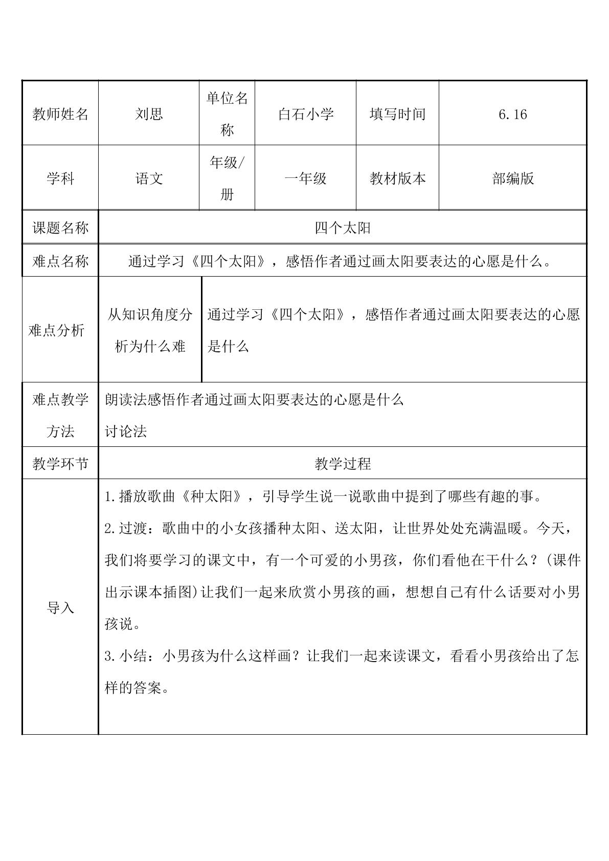 四个太阳