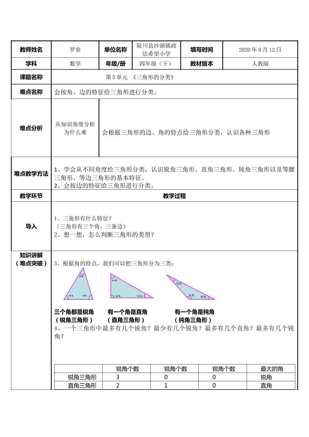 三角形的分类