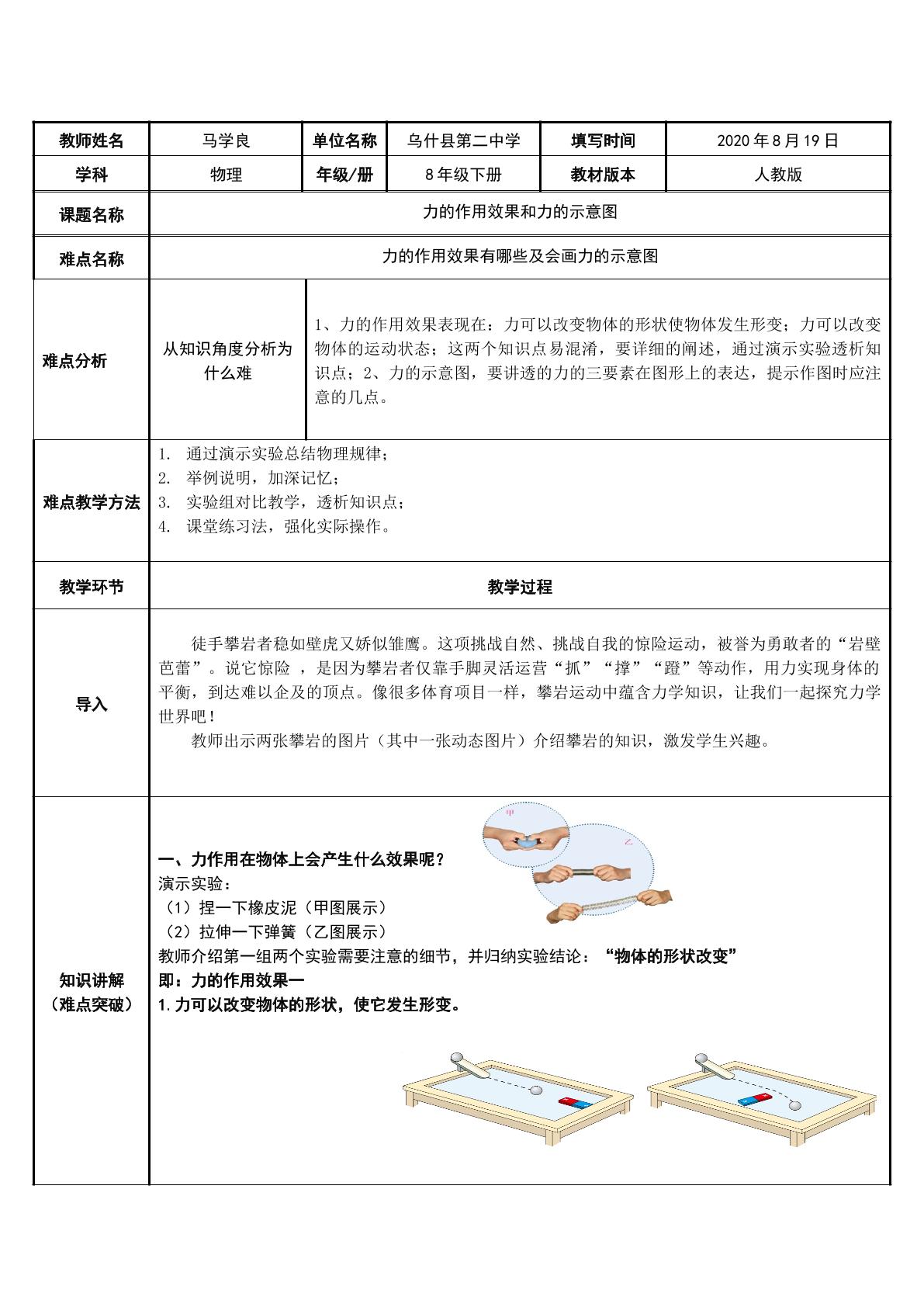 力的作用效果和力的示意图