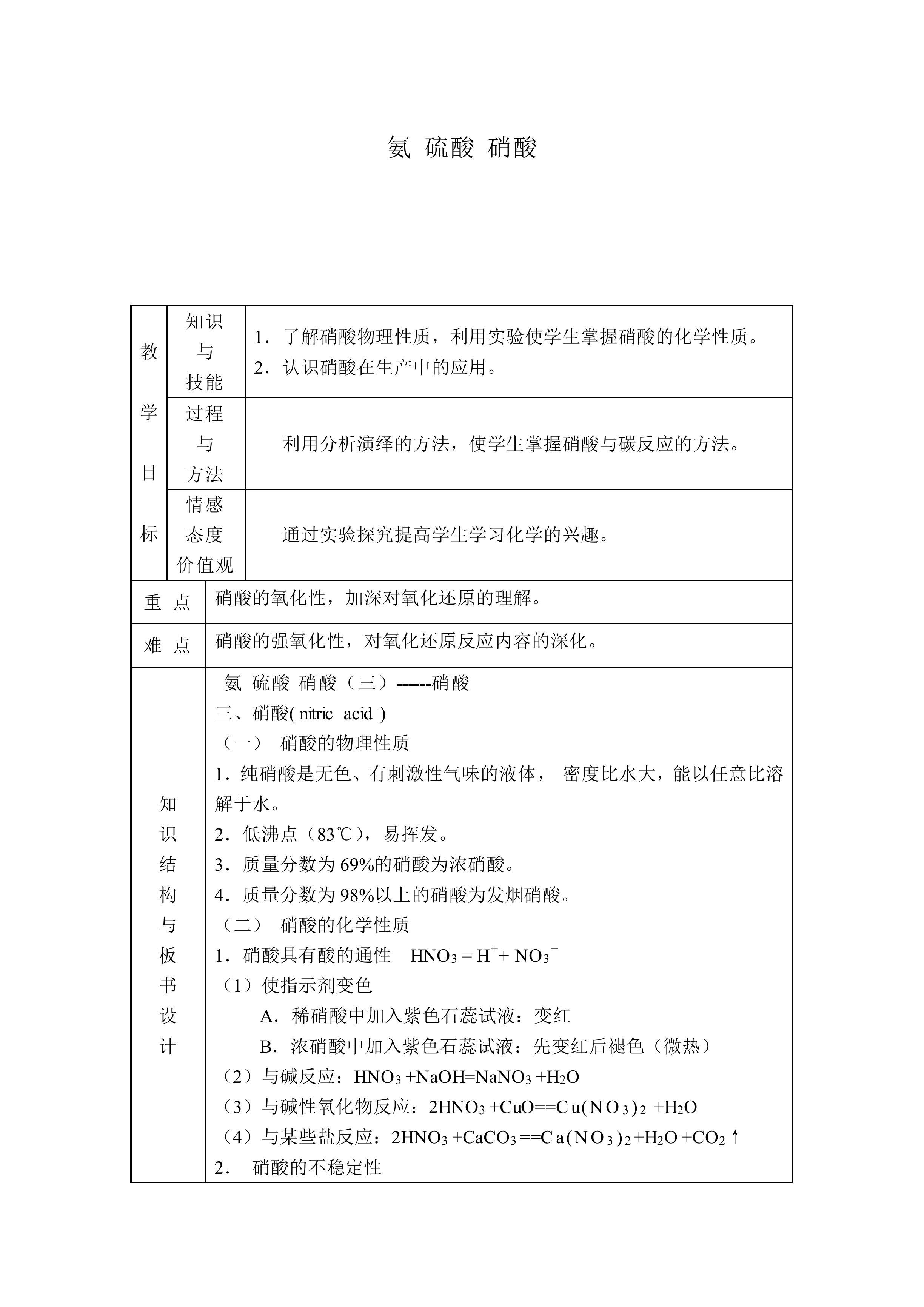 氨  硝酸  硫酸_教案3