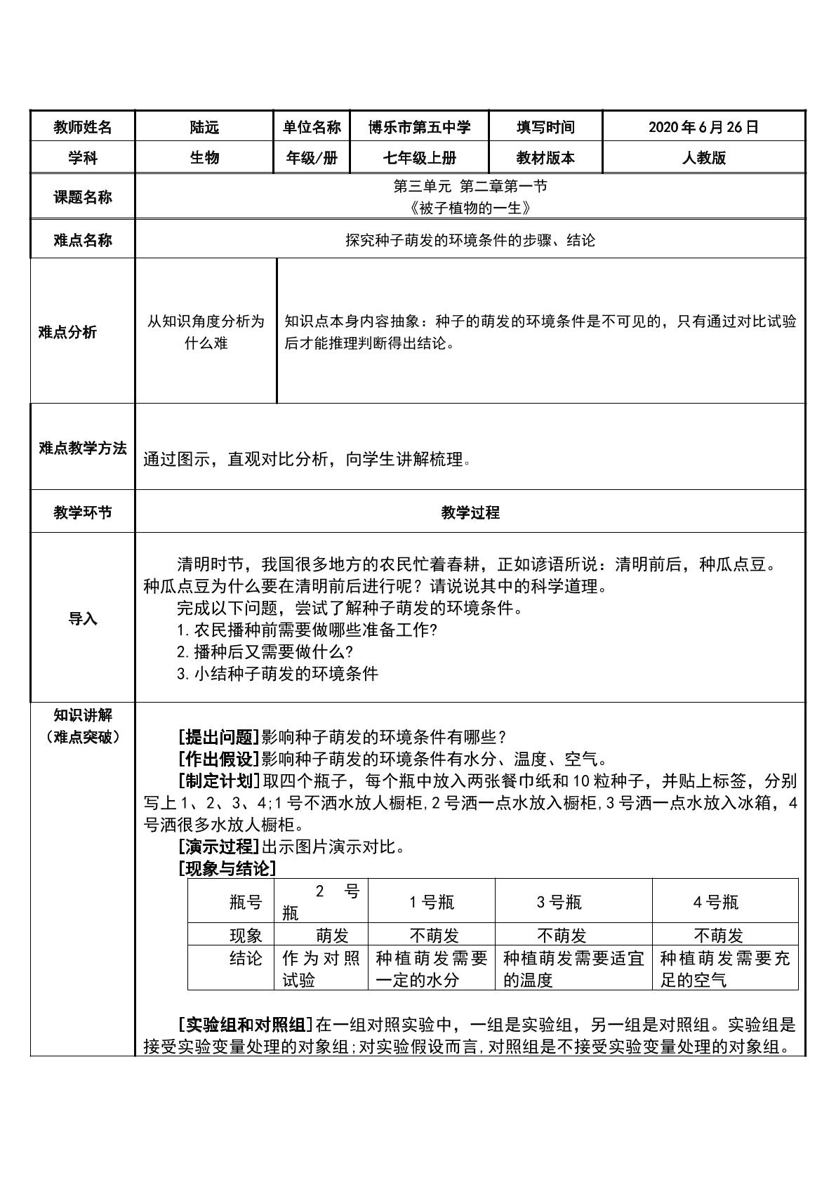 种子的萌发