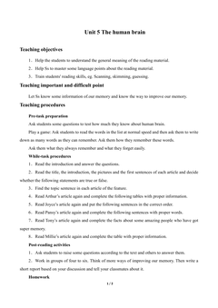Unit5 The human brain_教案1
