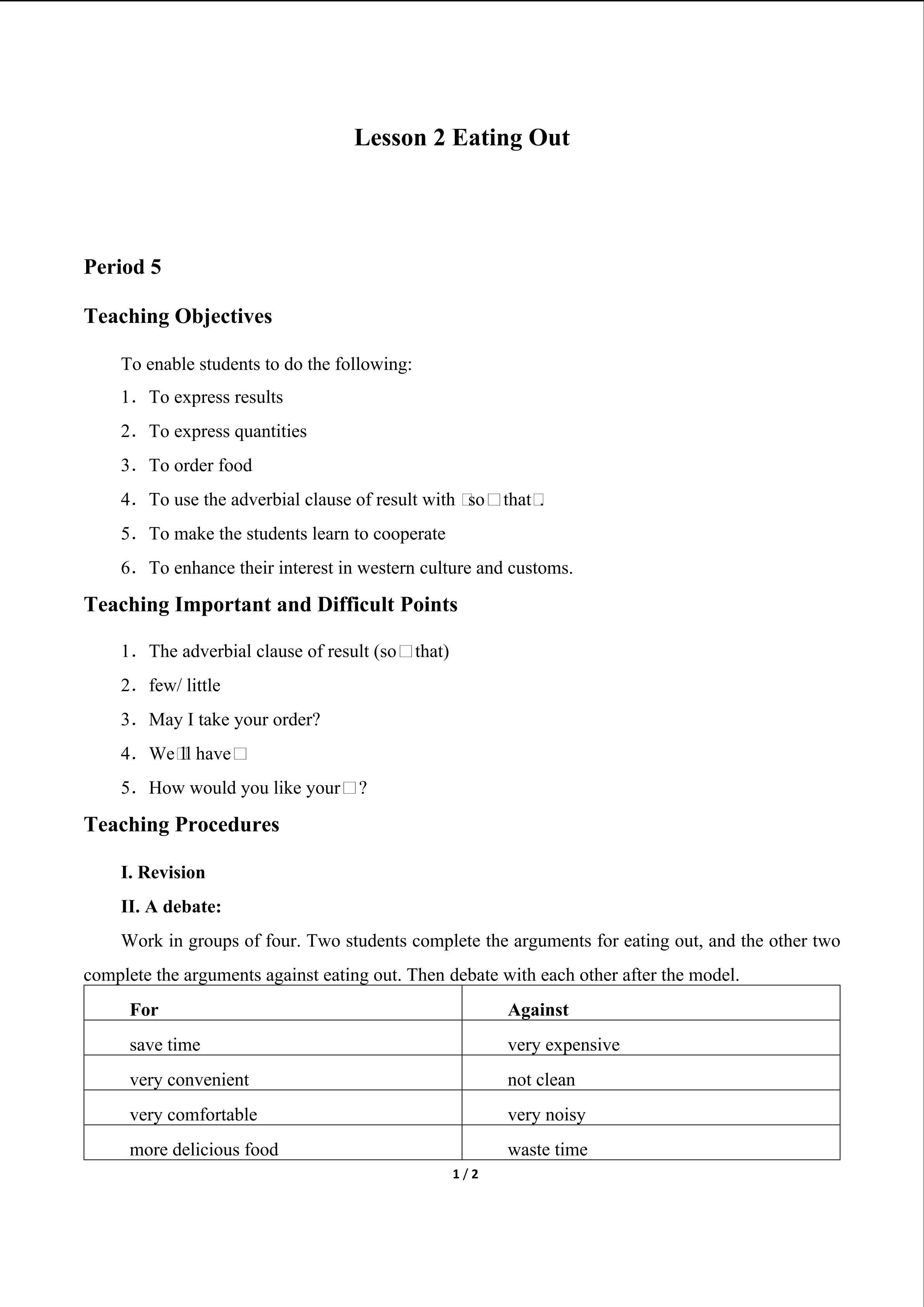 Lesson 2 Eating Out_教案6