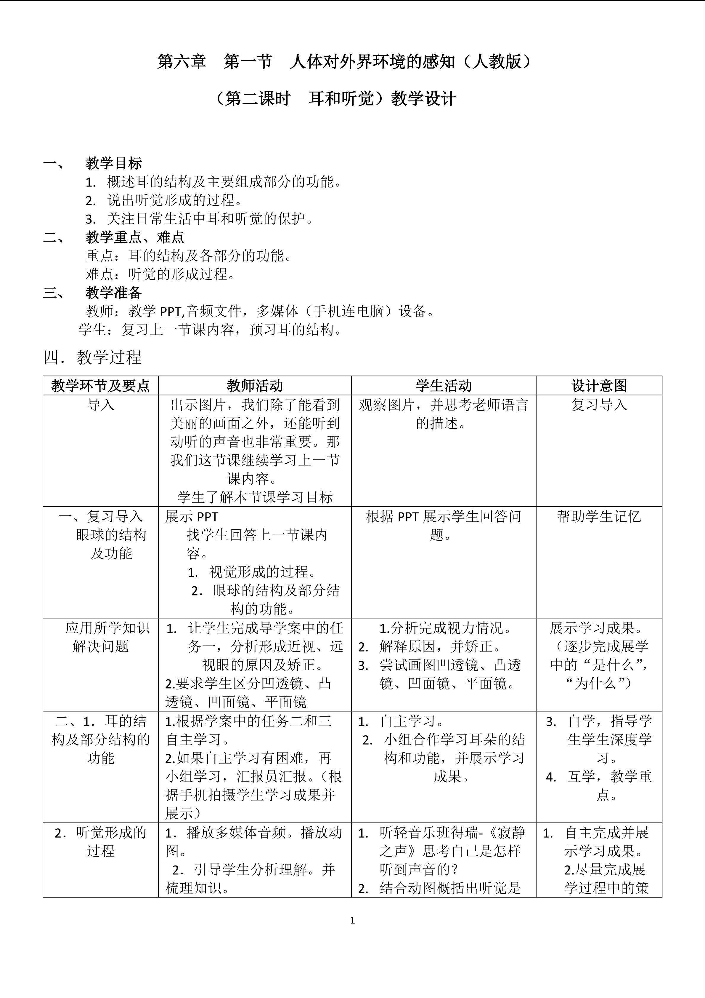 人体对外界环境的感知