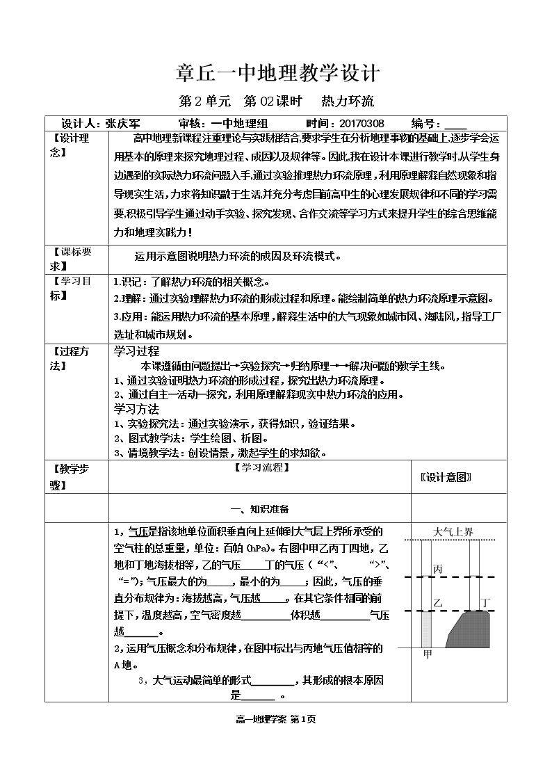 第一节 大气的热状况与大气运动