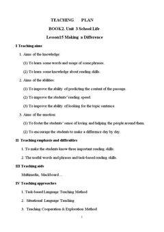 Lesson 15 Making a Difference