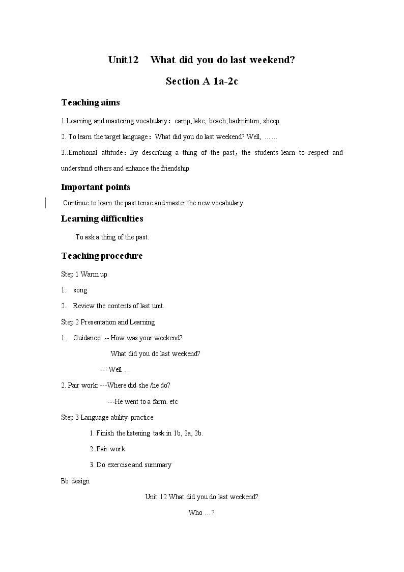 Section A 1a—2c