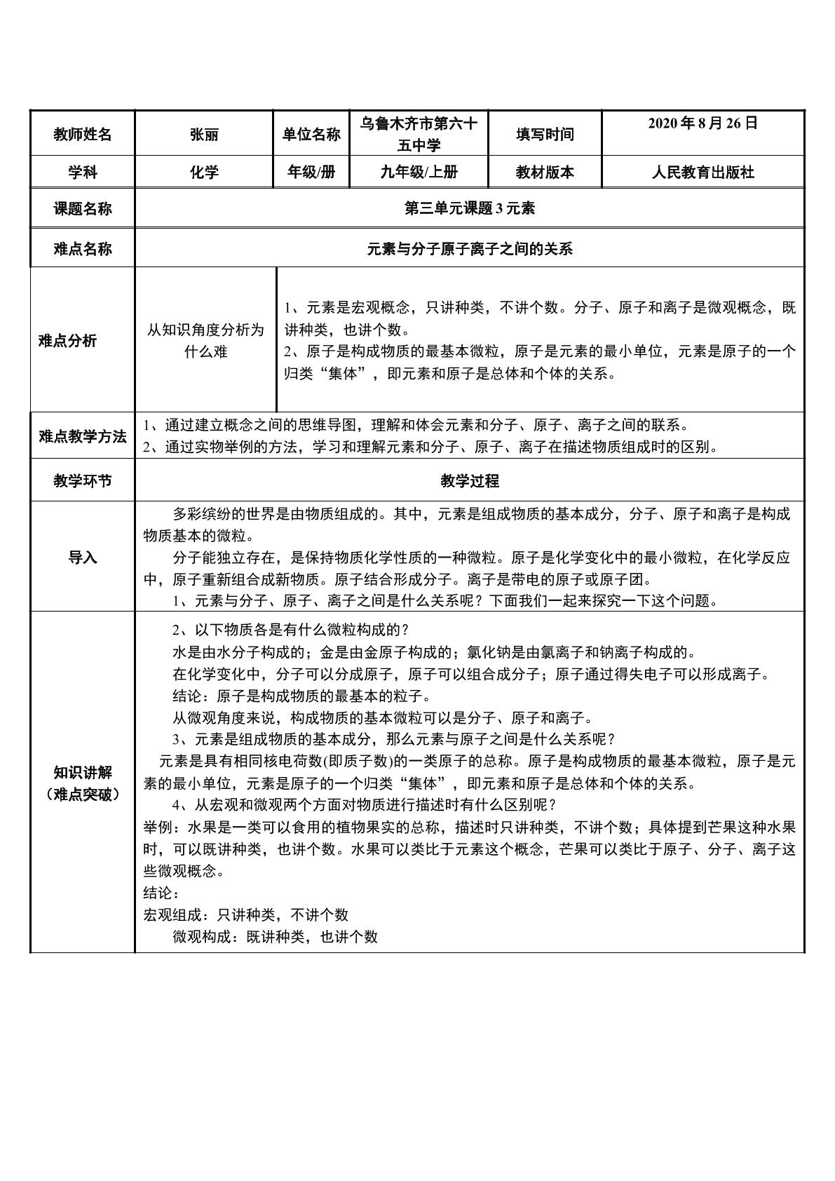 元素与分子原子离子之间的关系