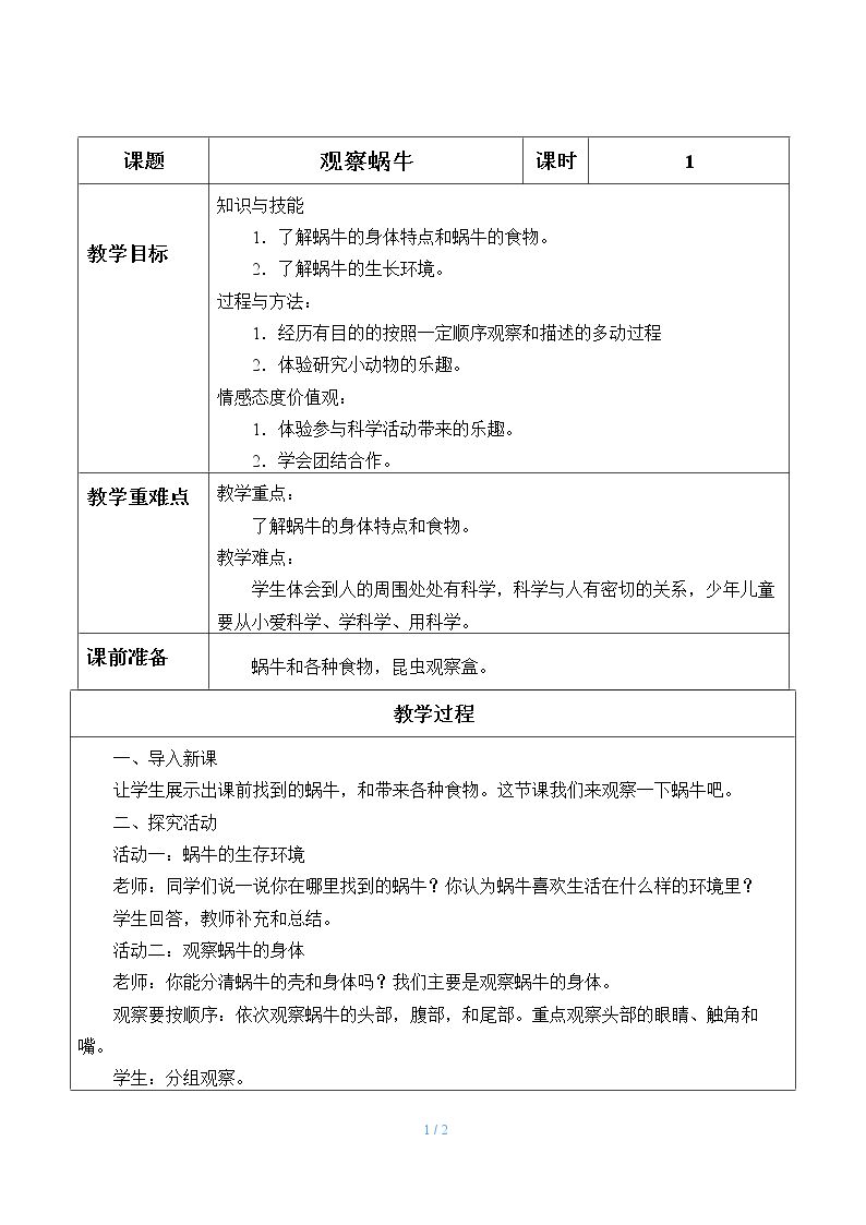 观察蜗牛