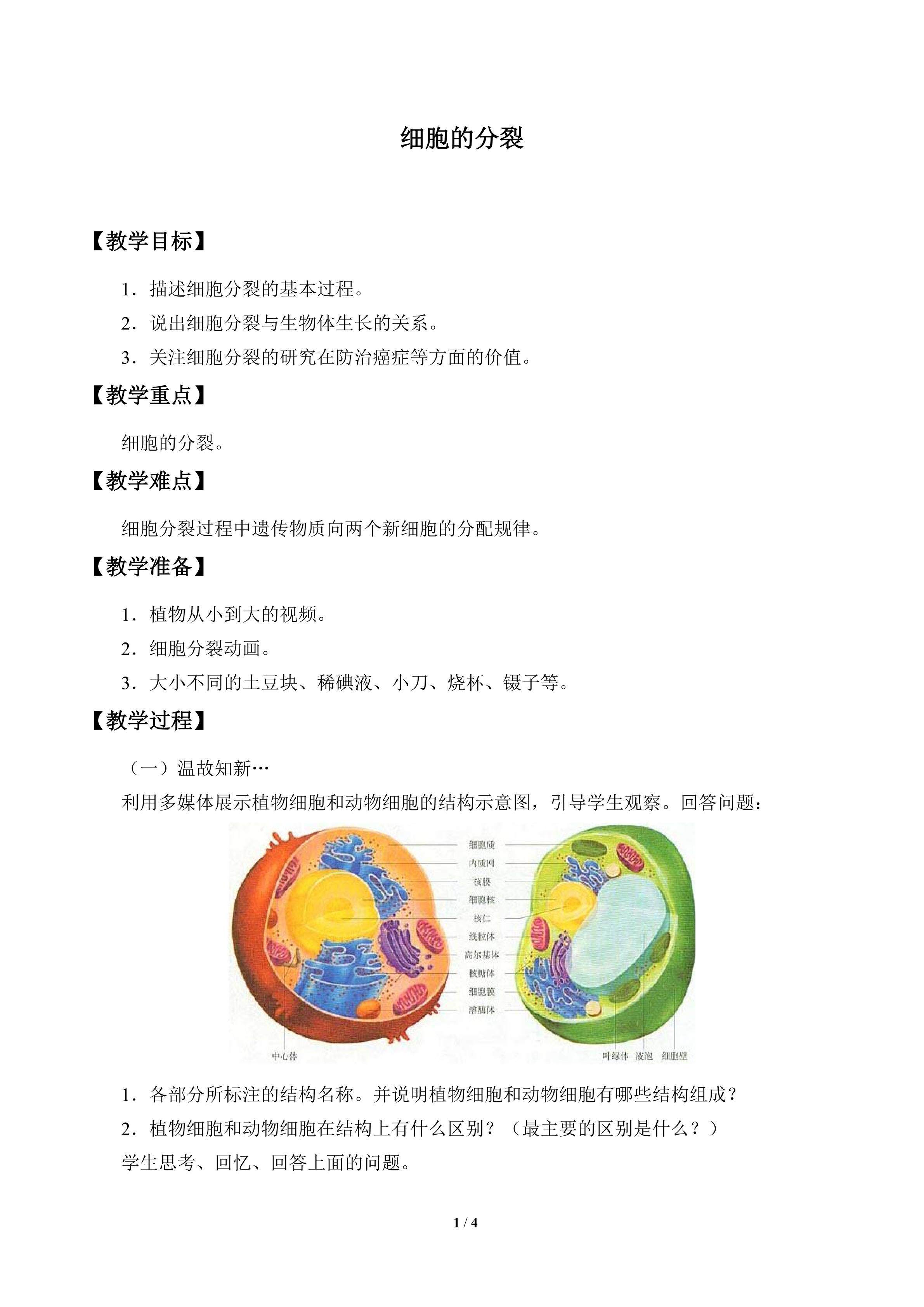 细胞的分裂_教案1