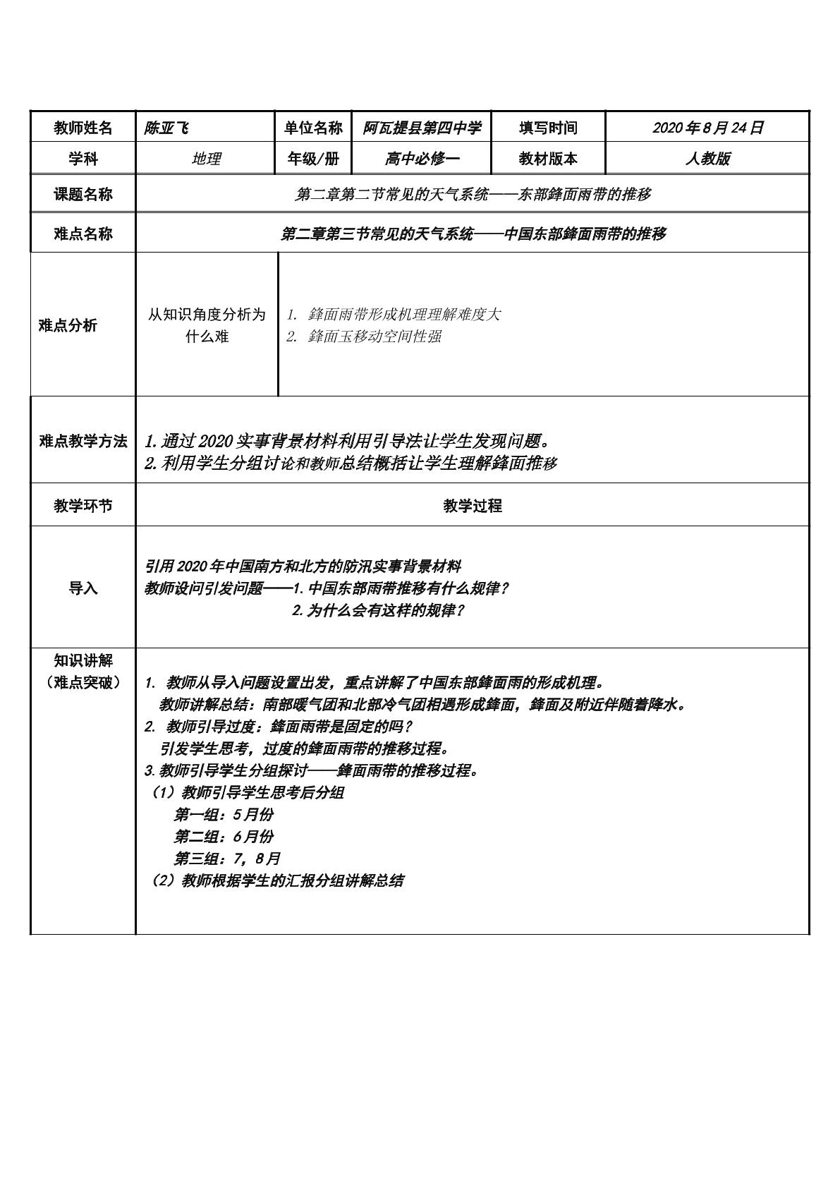 中国东部锋面雨带的推移