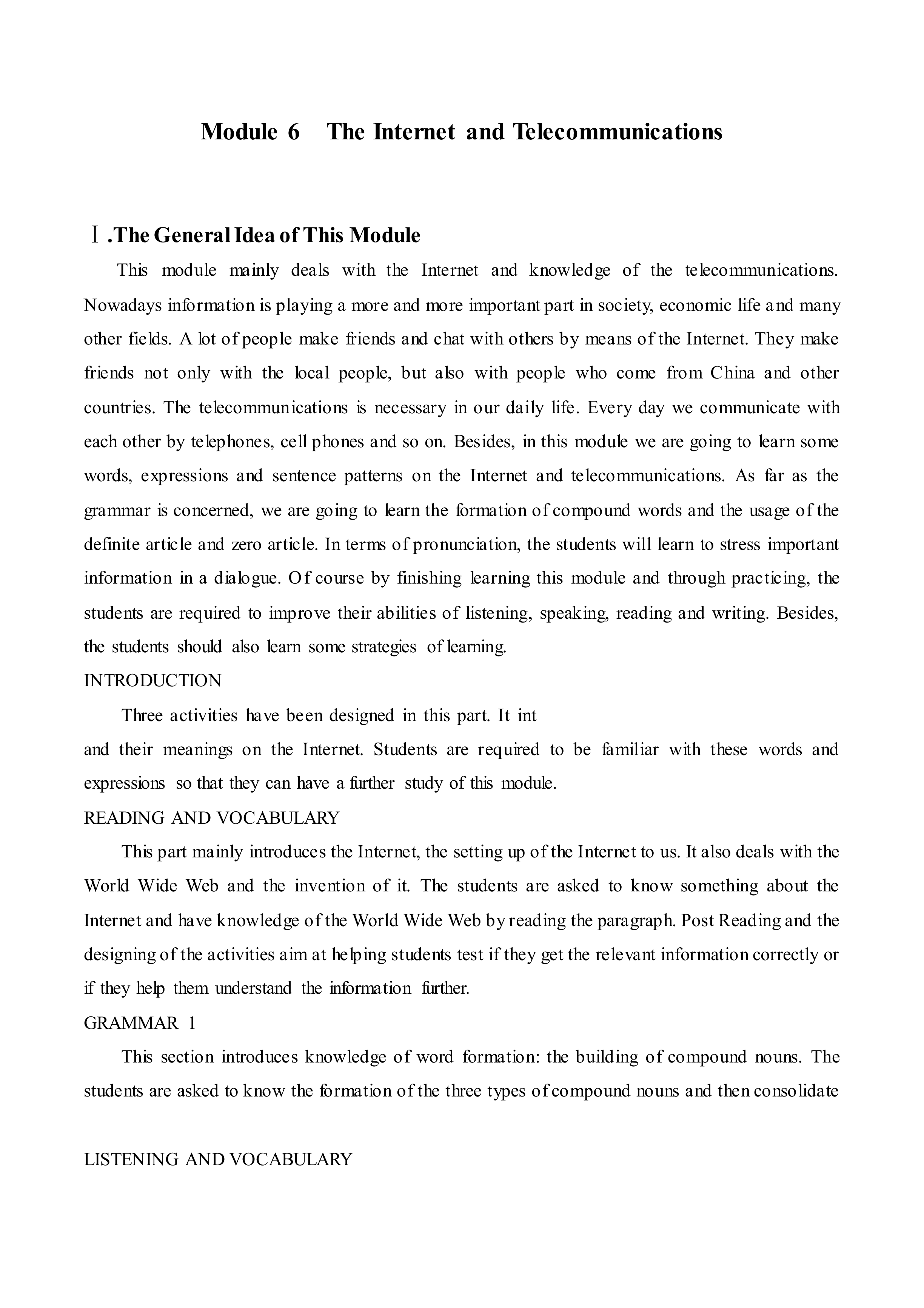  The Internet and Telecommunications _教案11