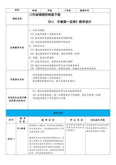 【★★】8年级物理苏科版下册教案《9.2 牛顿第一定律》