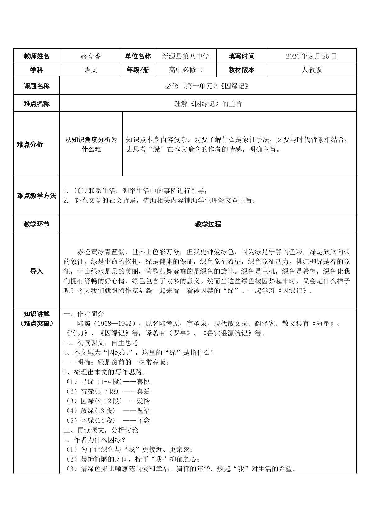 囚绿记