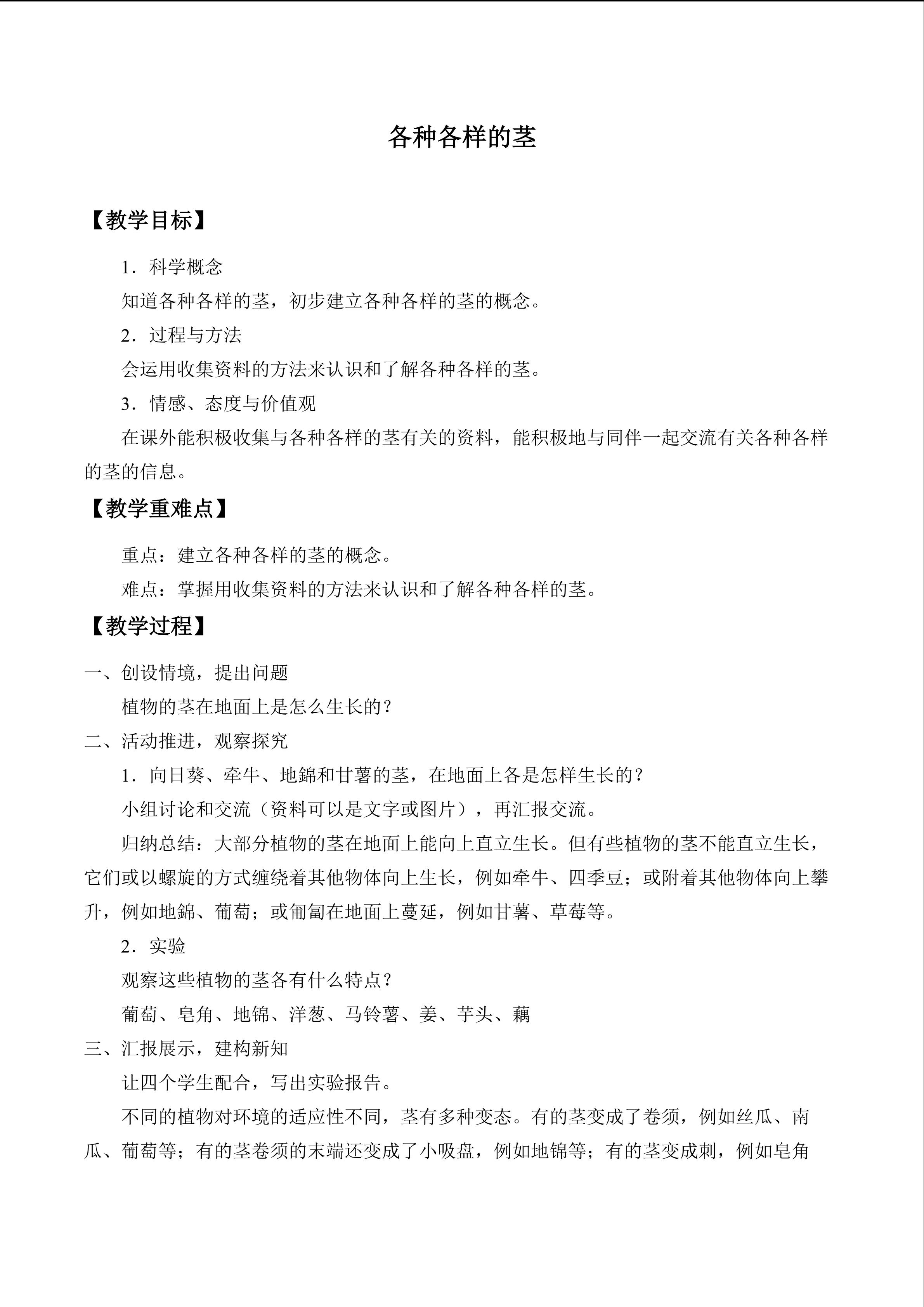各种各样的茎