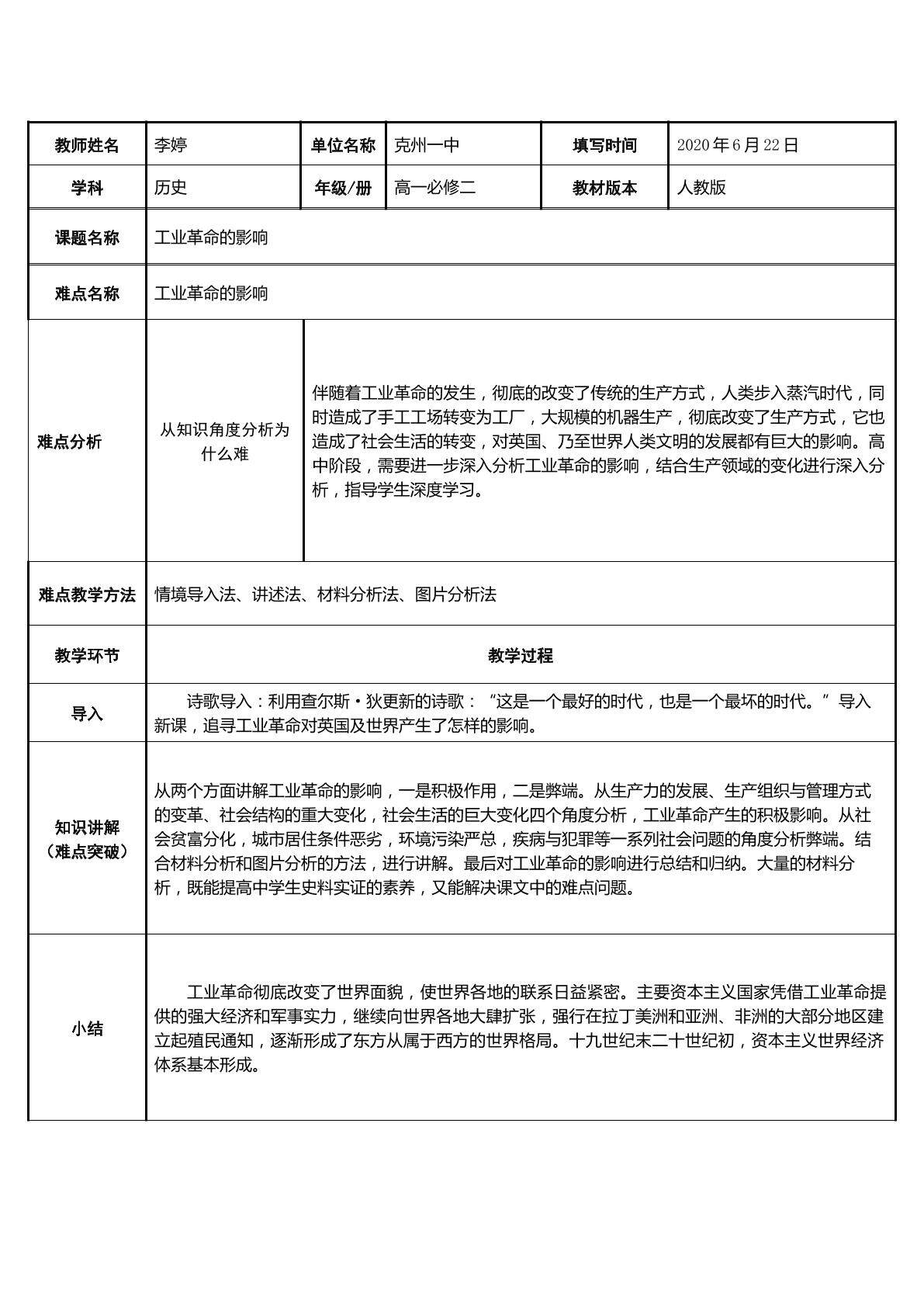 工业革命的影响