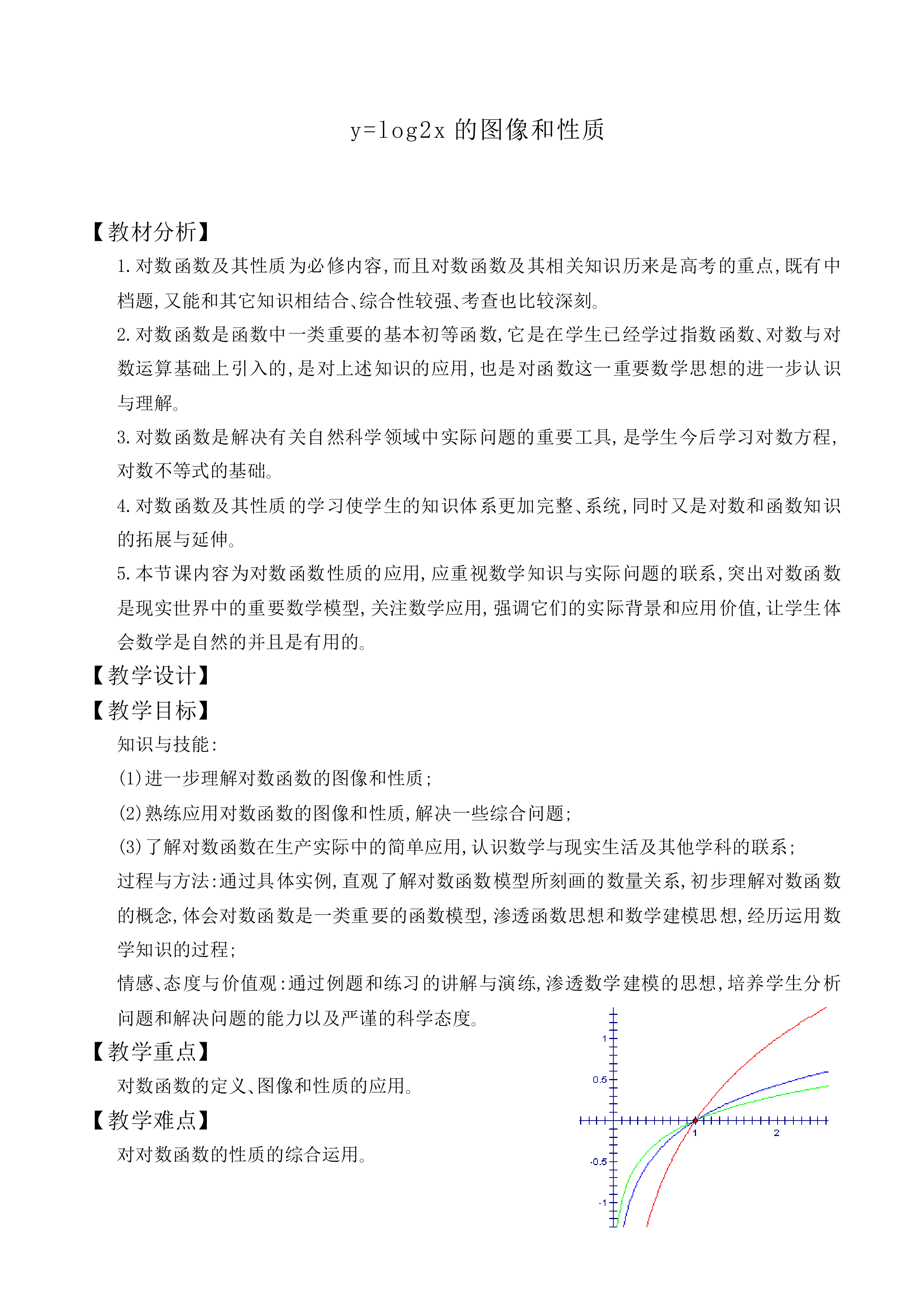 y=log2x的图像和性质_教案7