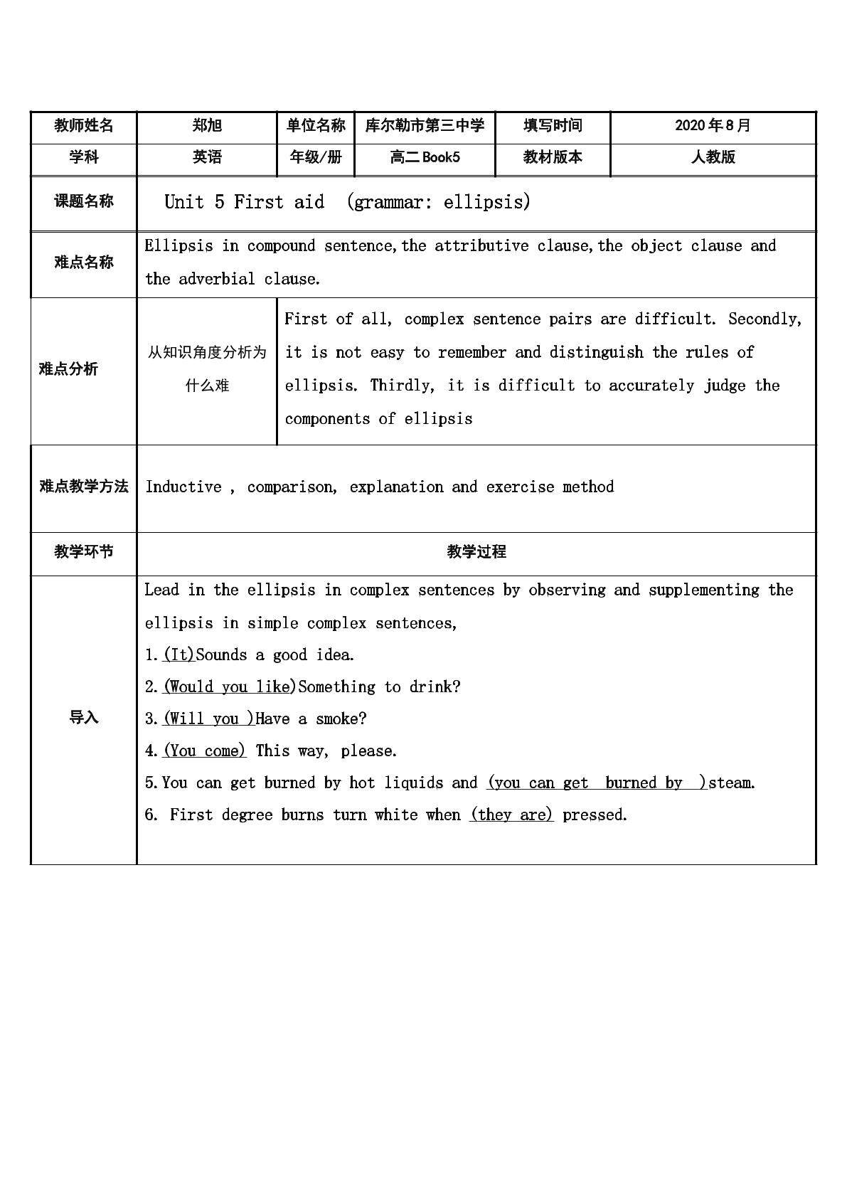 Unit5 Grammar: Ellipsis