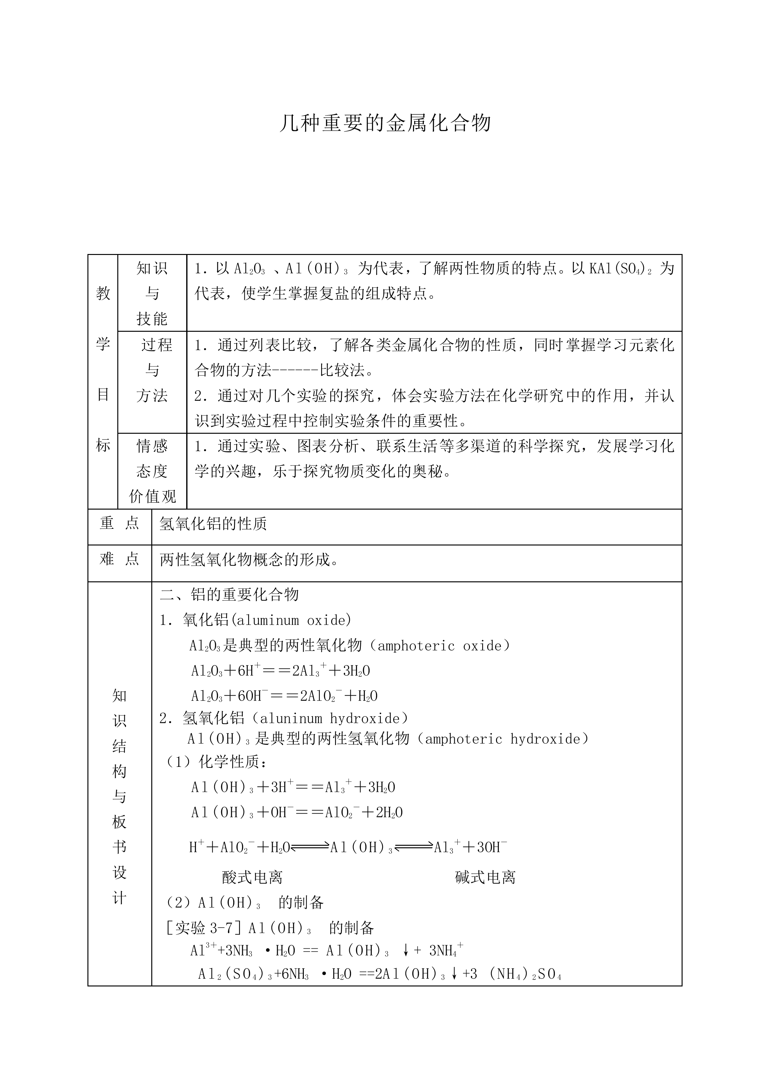 几种重要的金属化合物_教案3