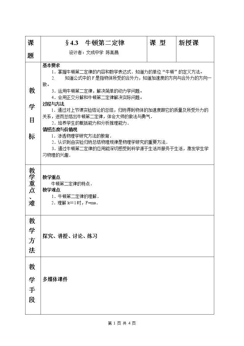 3　牛顿第二定律