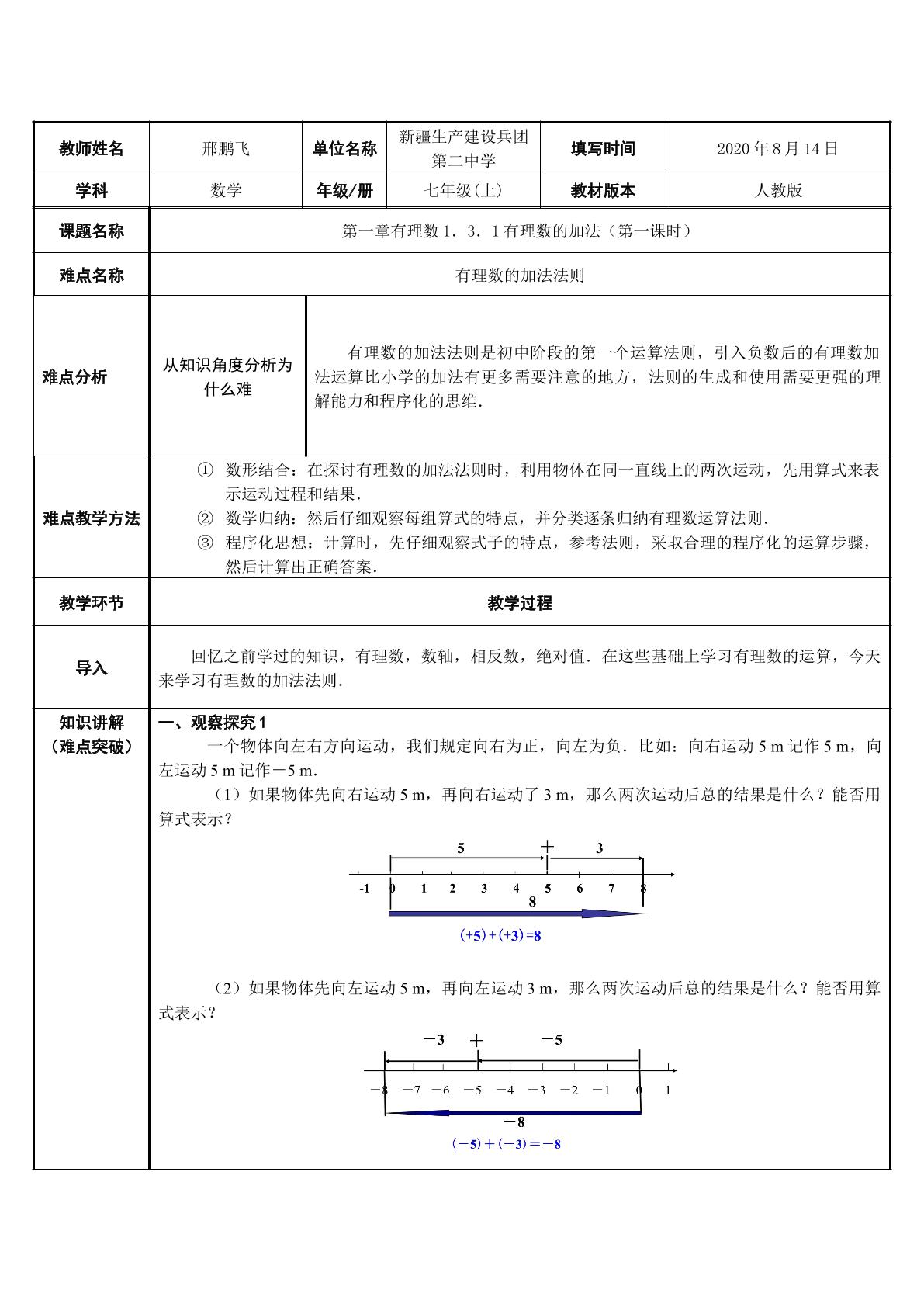 有理数的加法法则