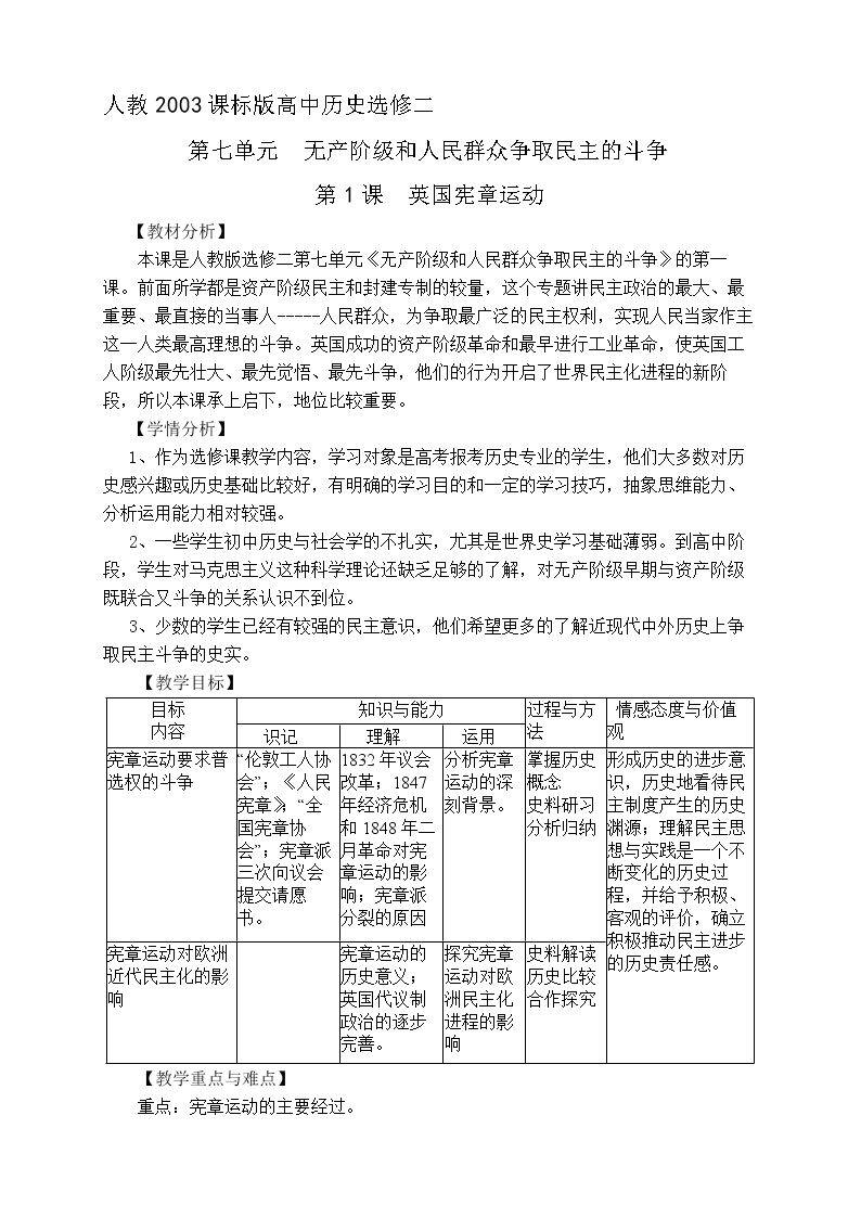 第1课　英国宪章运动