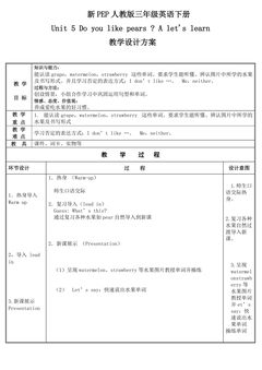 新PEP人教版三年级英语下册Unit 5 Do you like pears