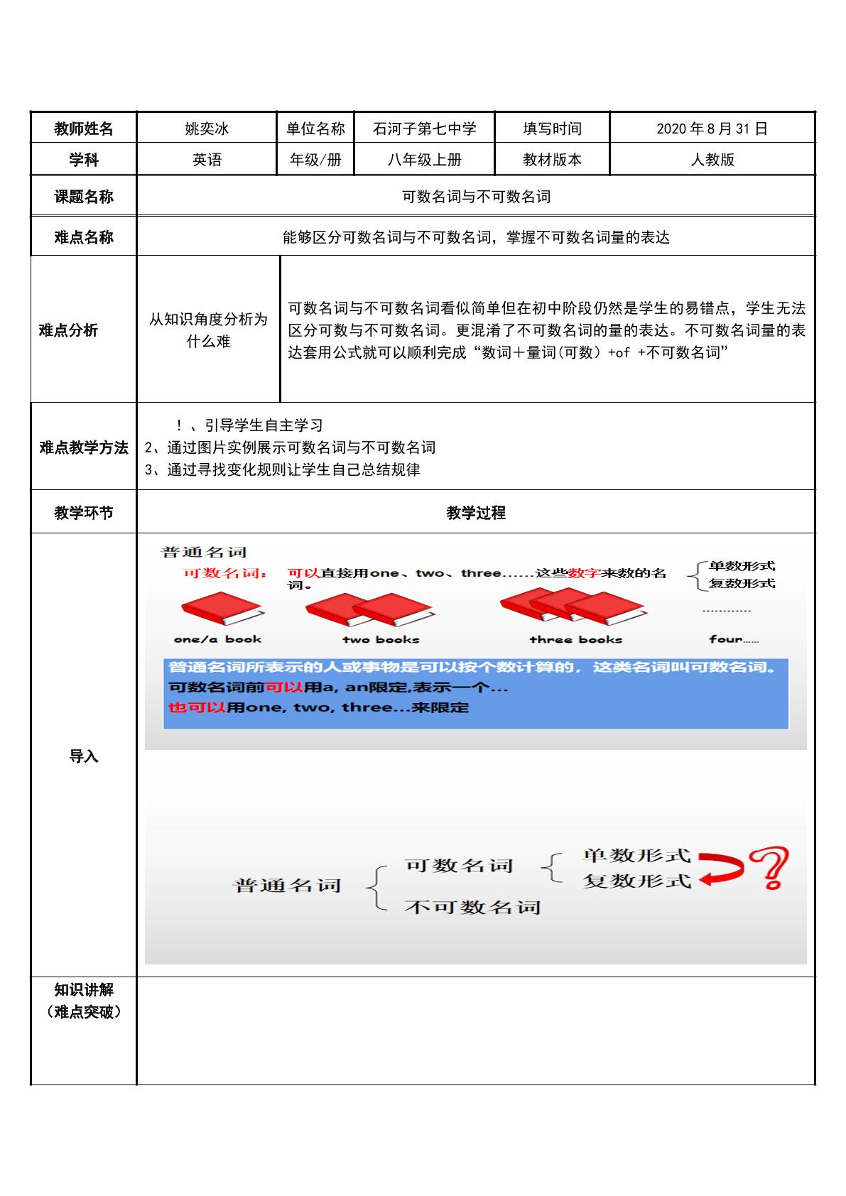 可数名词与不可数名词