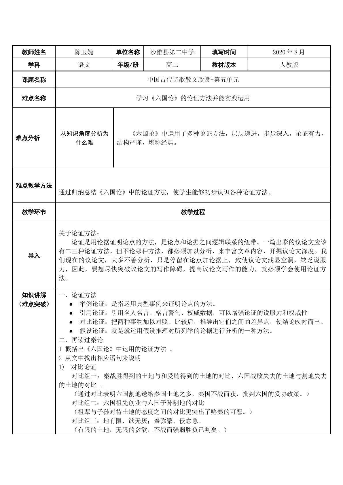六国论的论证方法