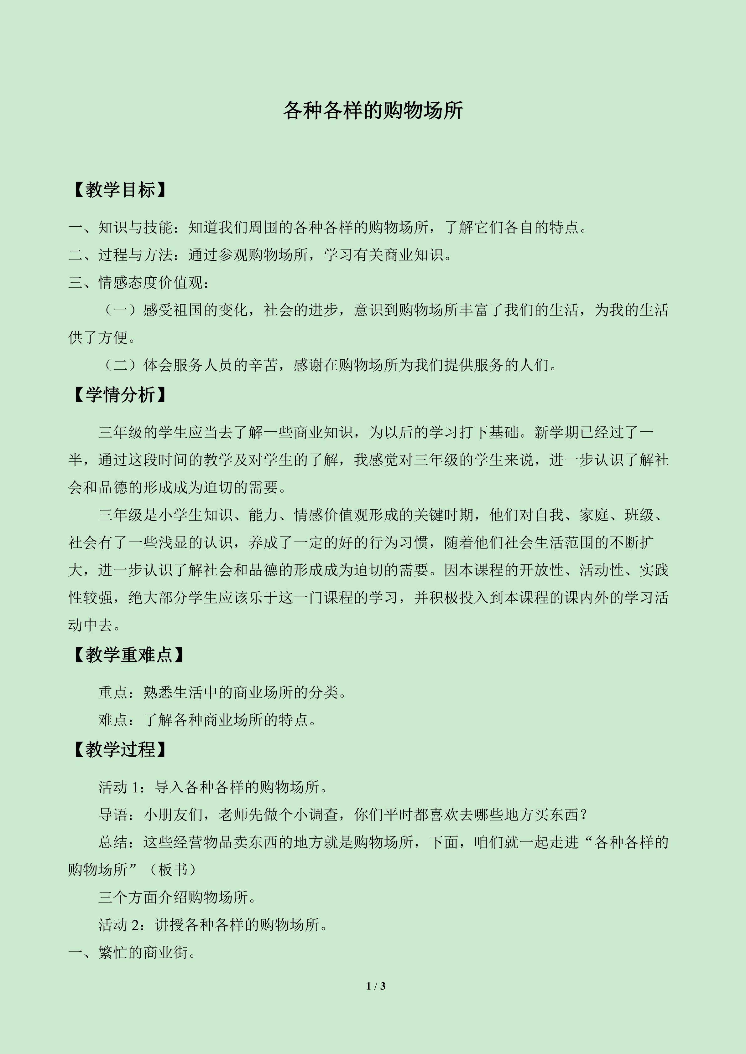 各种各样的购物场所_教案1