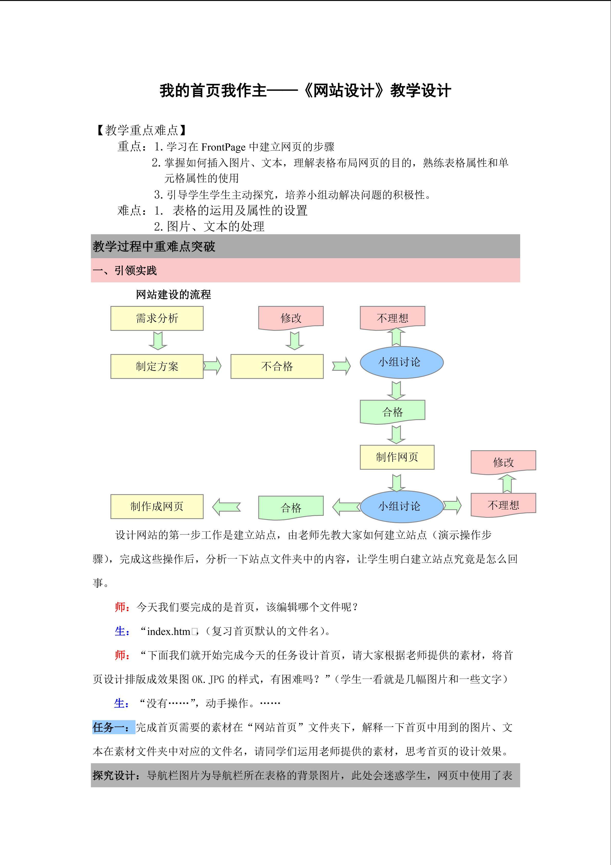 《网站设计》教学设计重难点突破