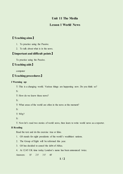 Lesson 1 World News_教案1