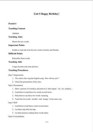 Unit 5 Happy Birthday!_教案4