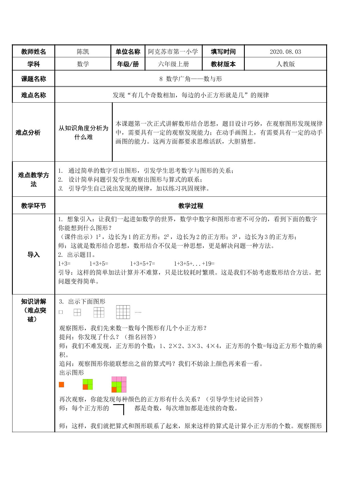 数学广角——数与形（1）