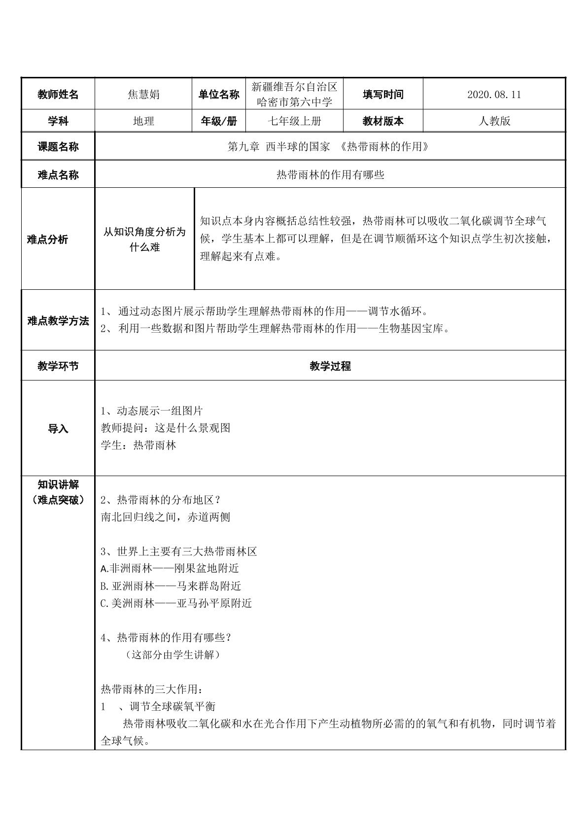 热带雨林的作用