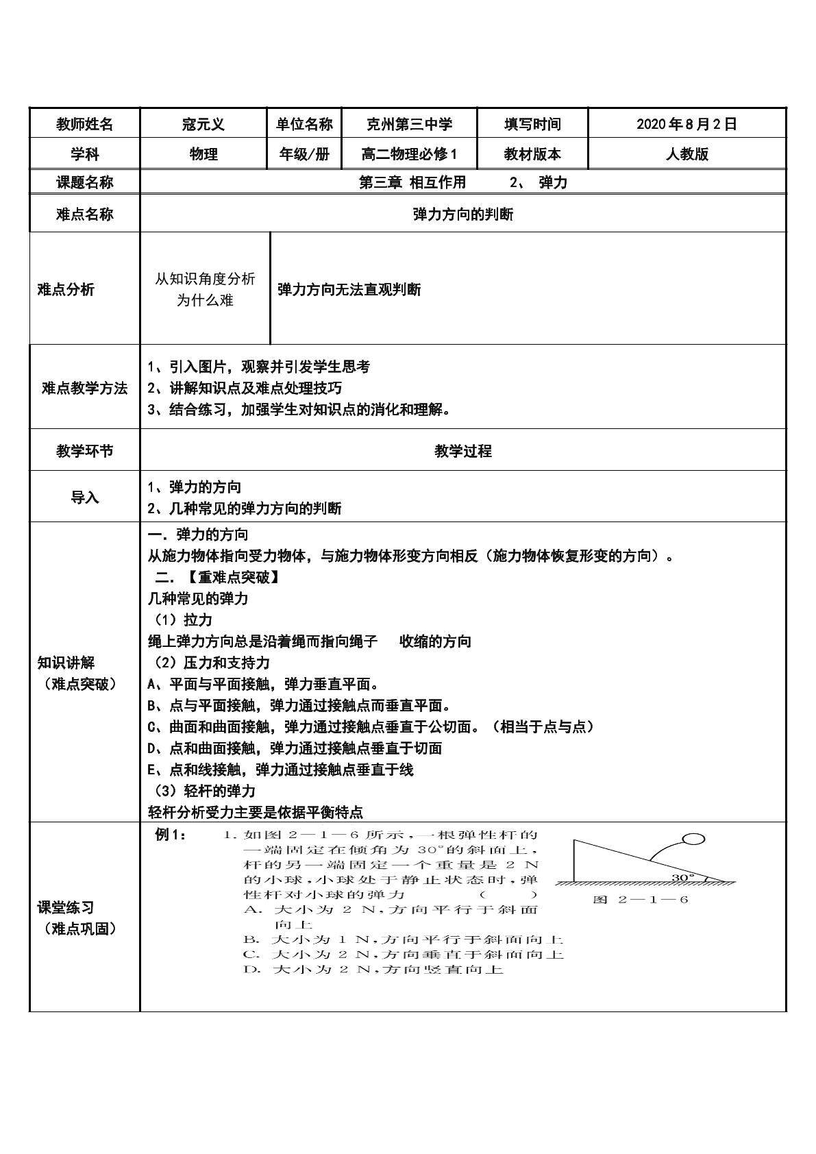 弹力的方向