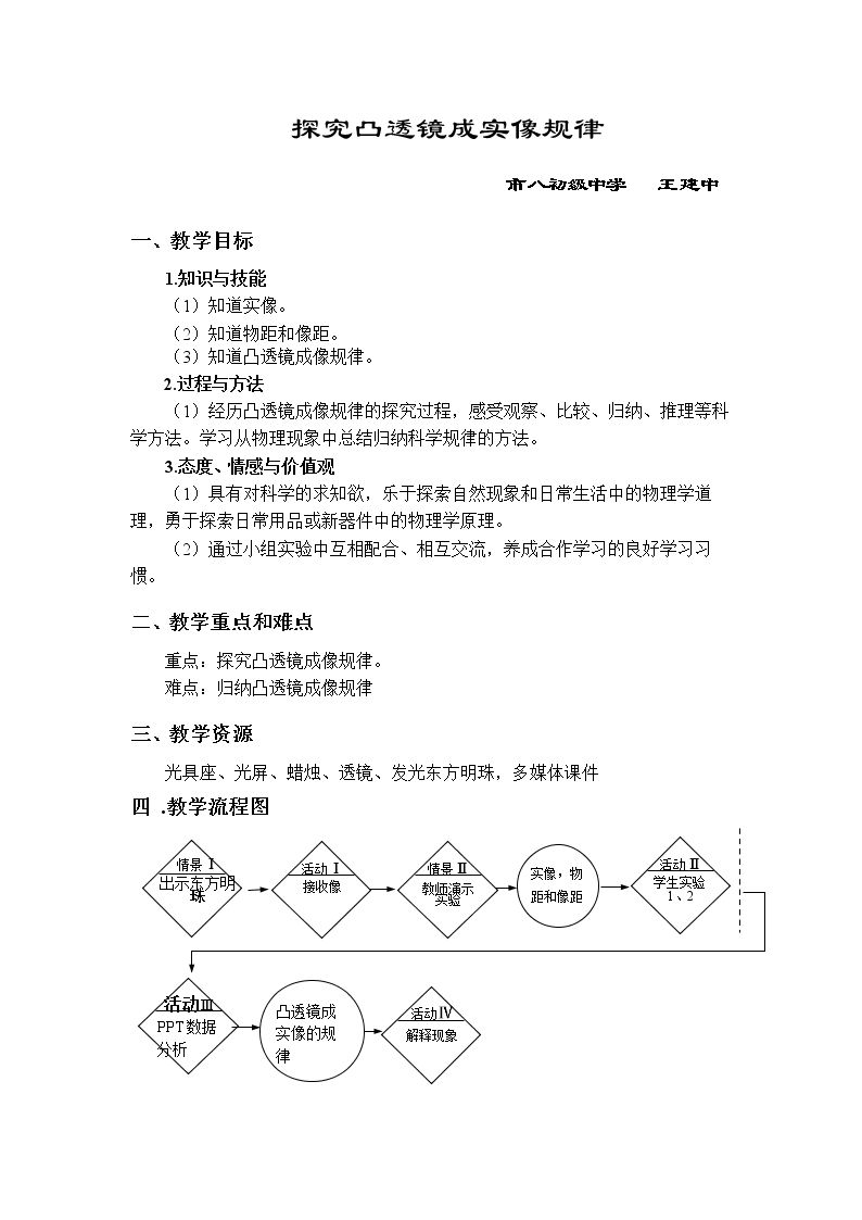 探究凸透镜成像的规律