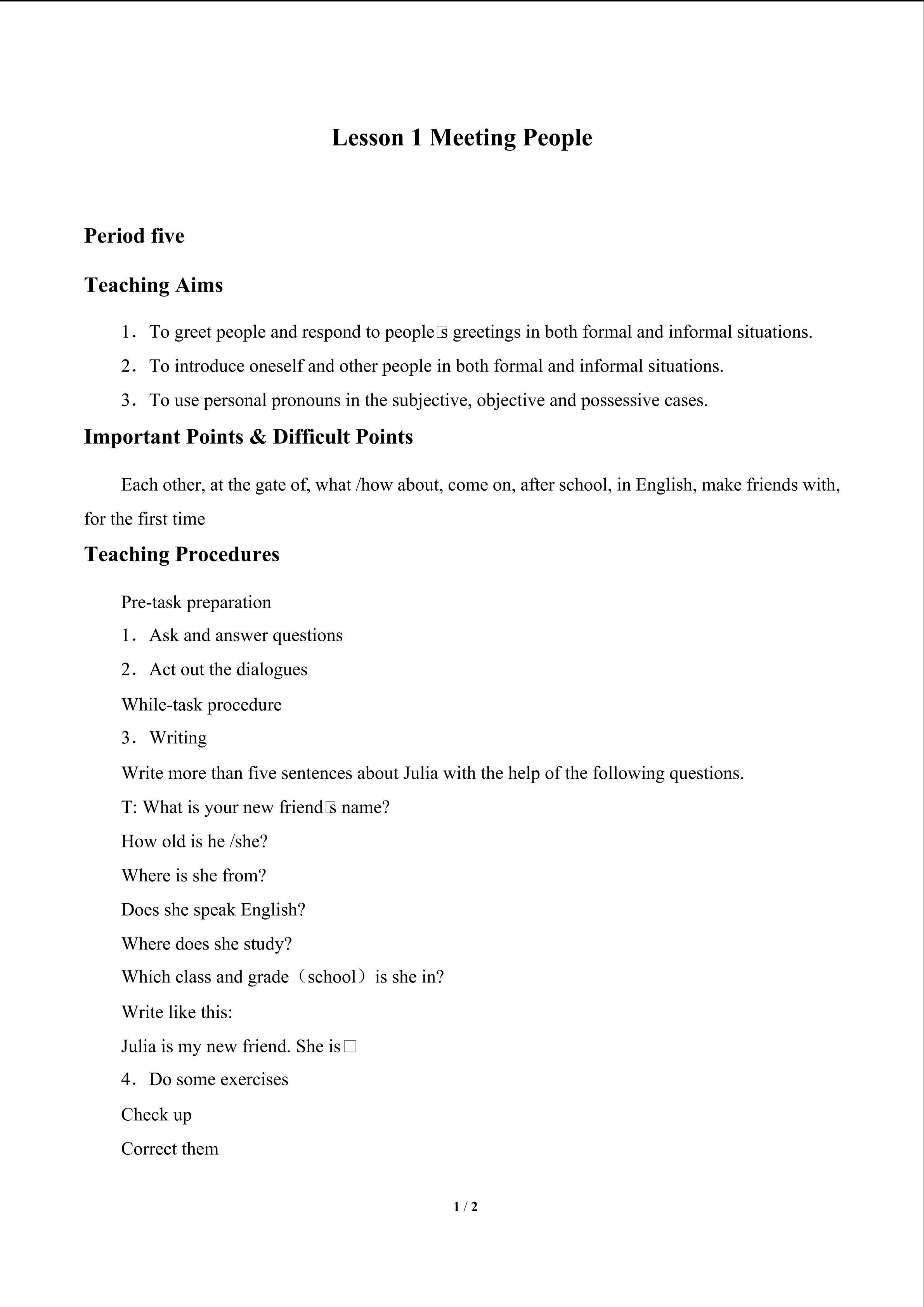 Lesson 1 Meeting People_教案5